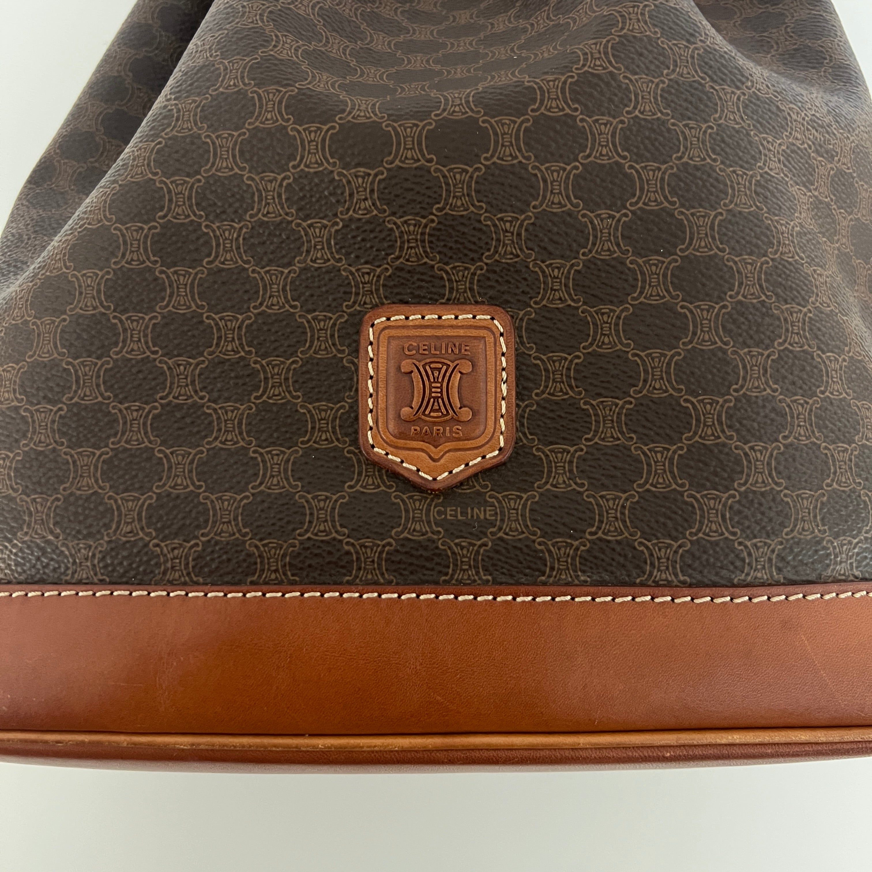 Sac à main CELINE Seau toile et cuir marron