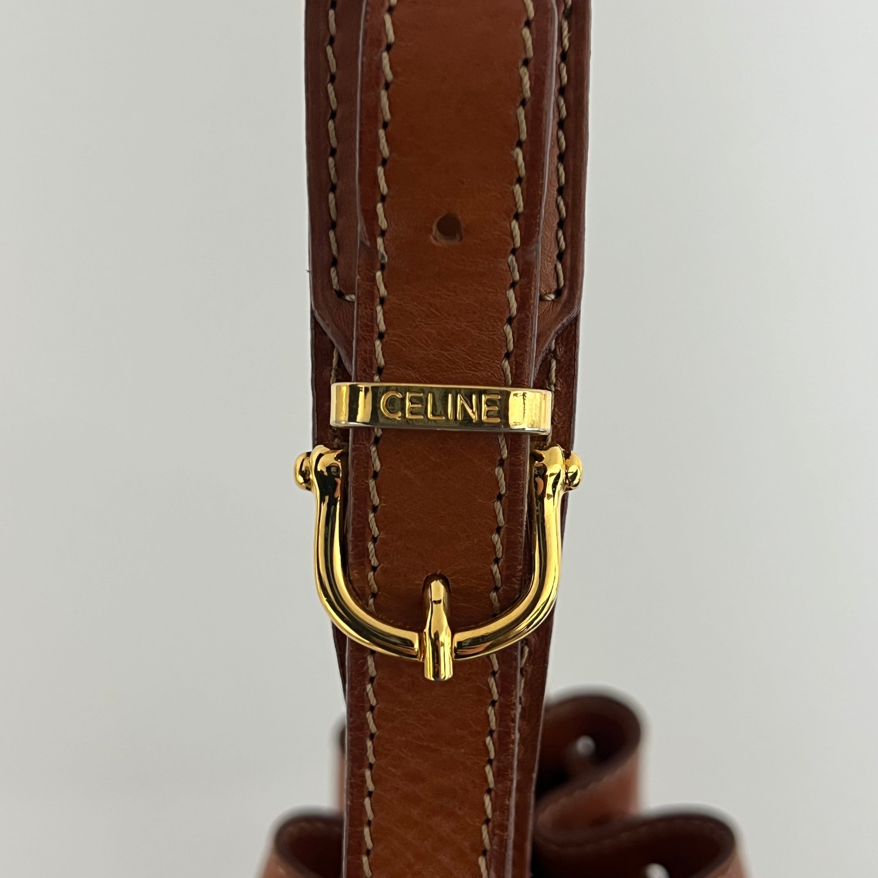 Sac à main CELINE Seau toile et cuir marron