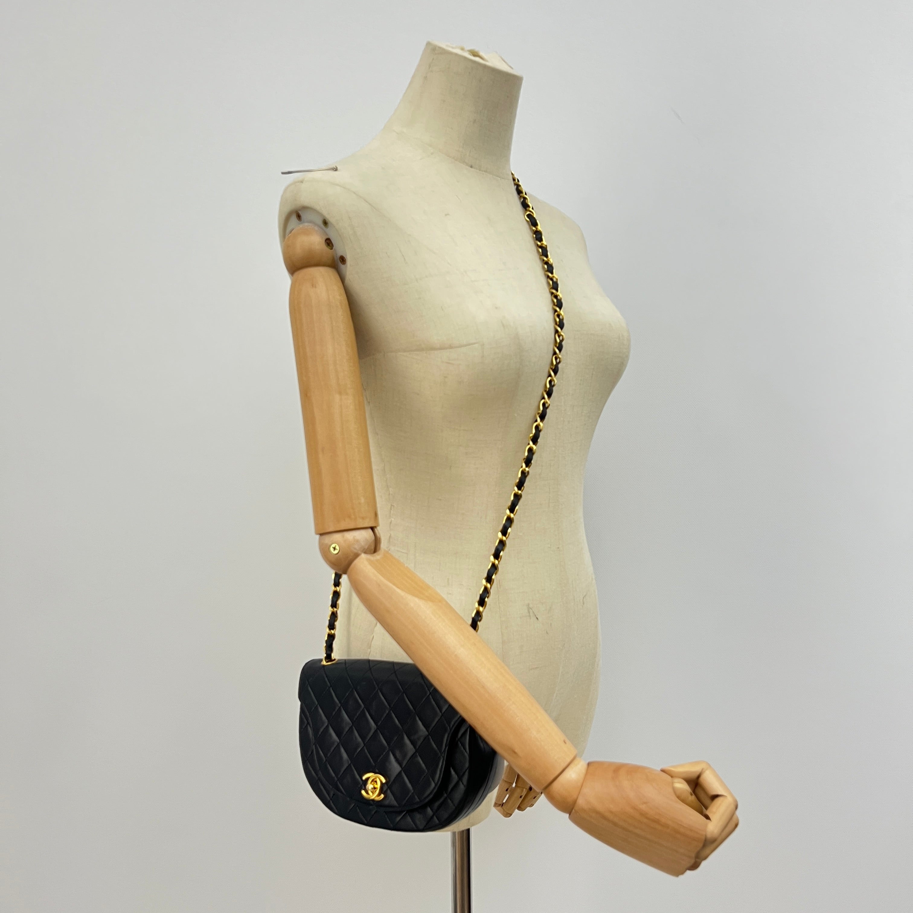 CHANEL Demi Lune shoulder bag in black lambskin