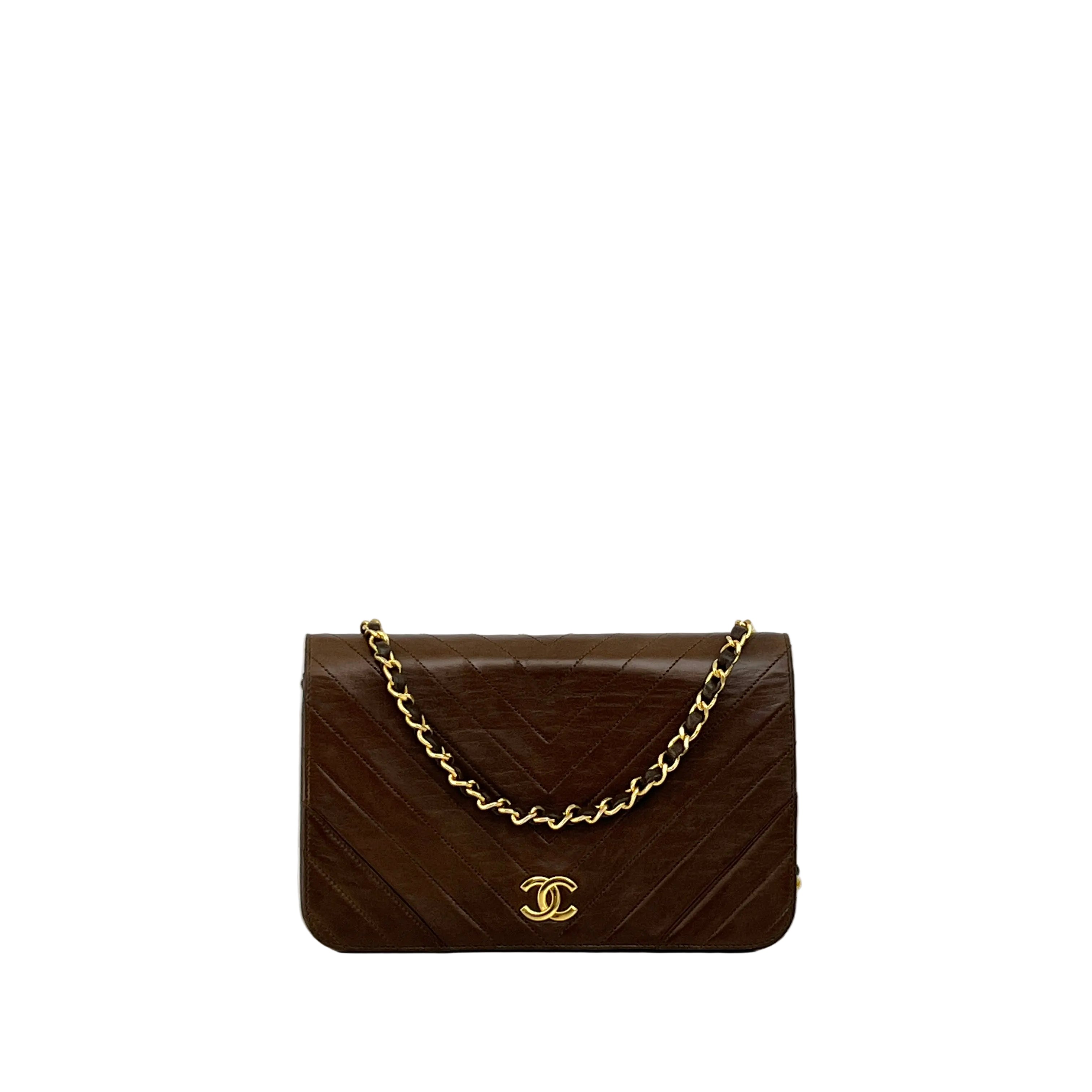 Sac à main CHANEL Timeless WOC Small cuir d'agneau marron