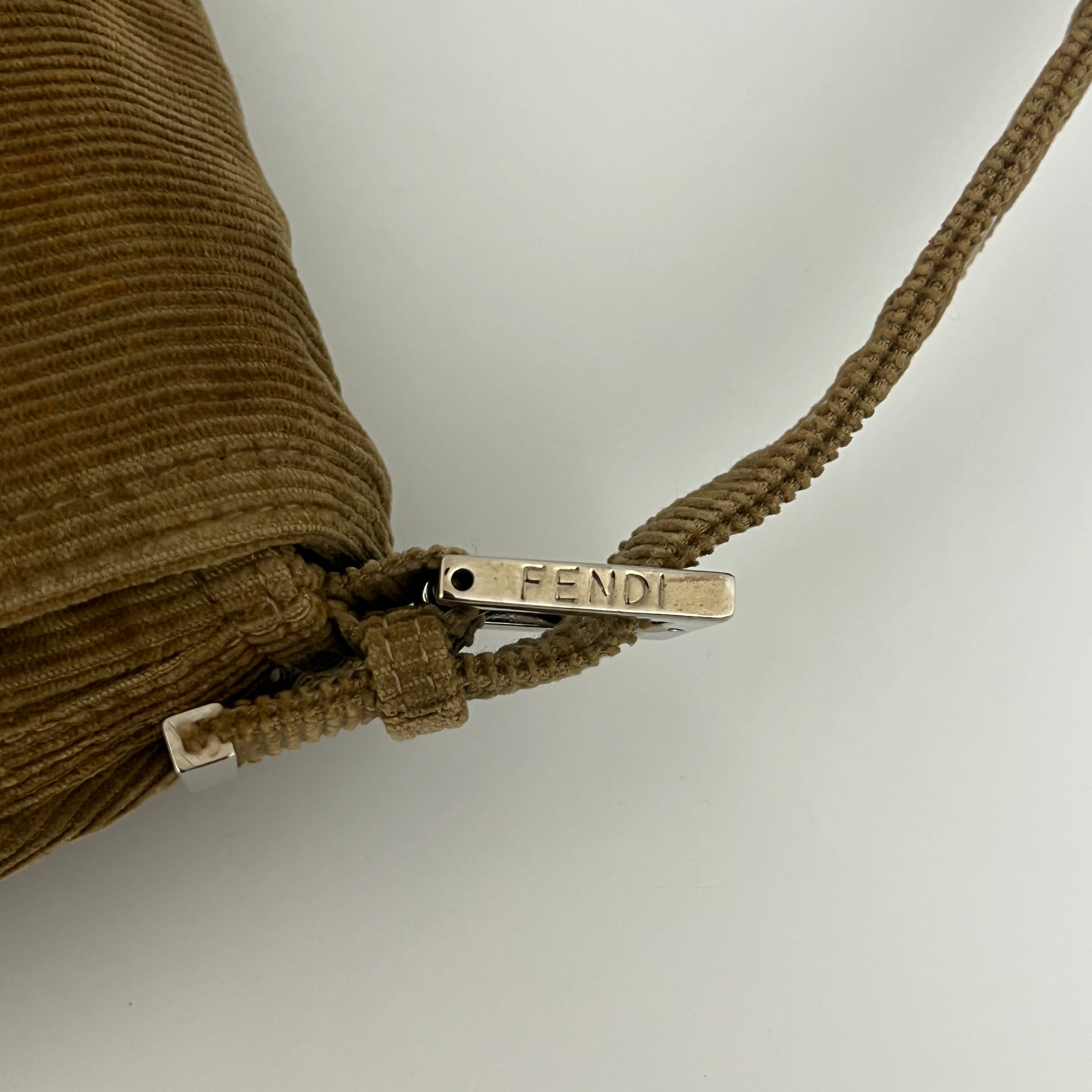 FENDI Brown Velvet Baguette Bag