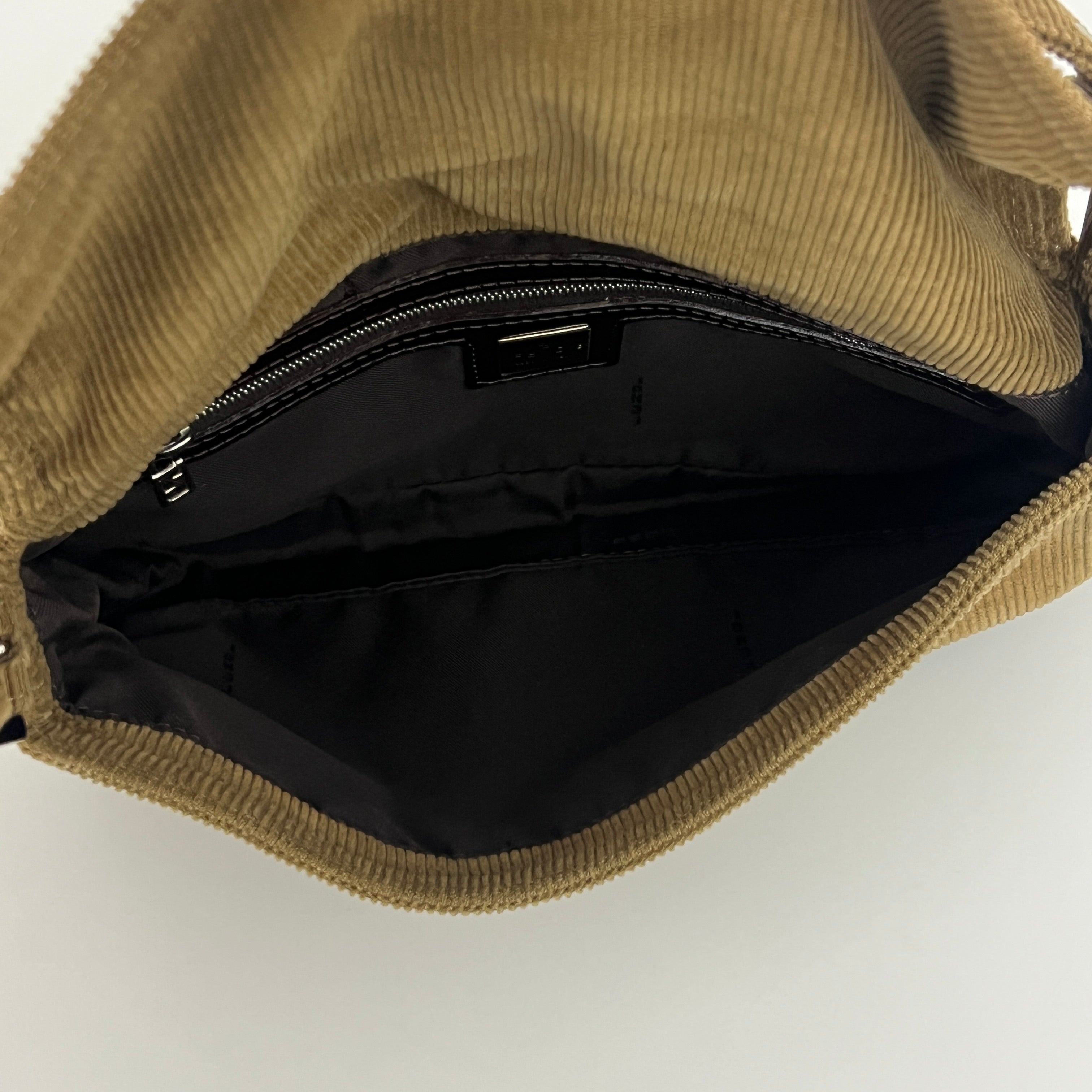 FENDI Brown Velvet Baguette Bag