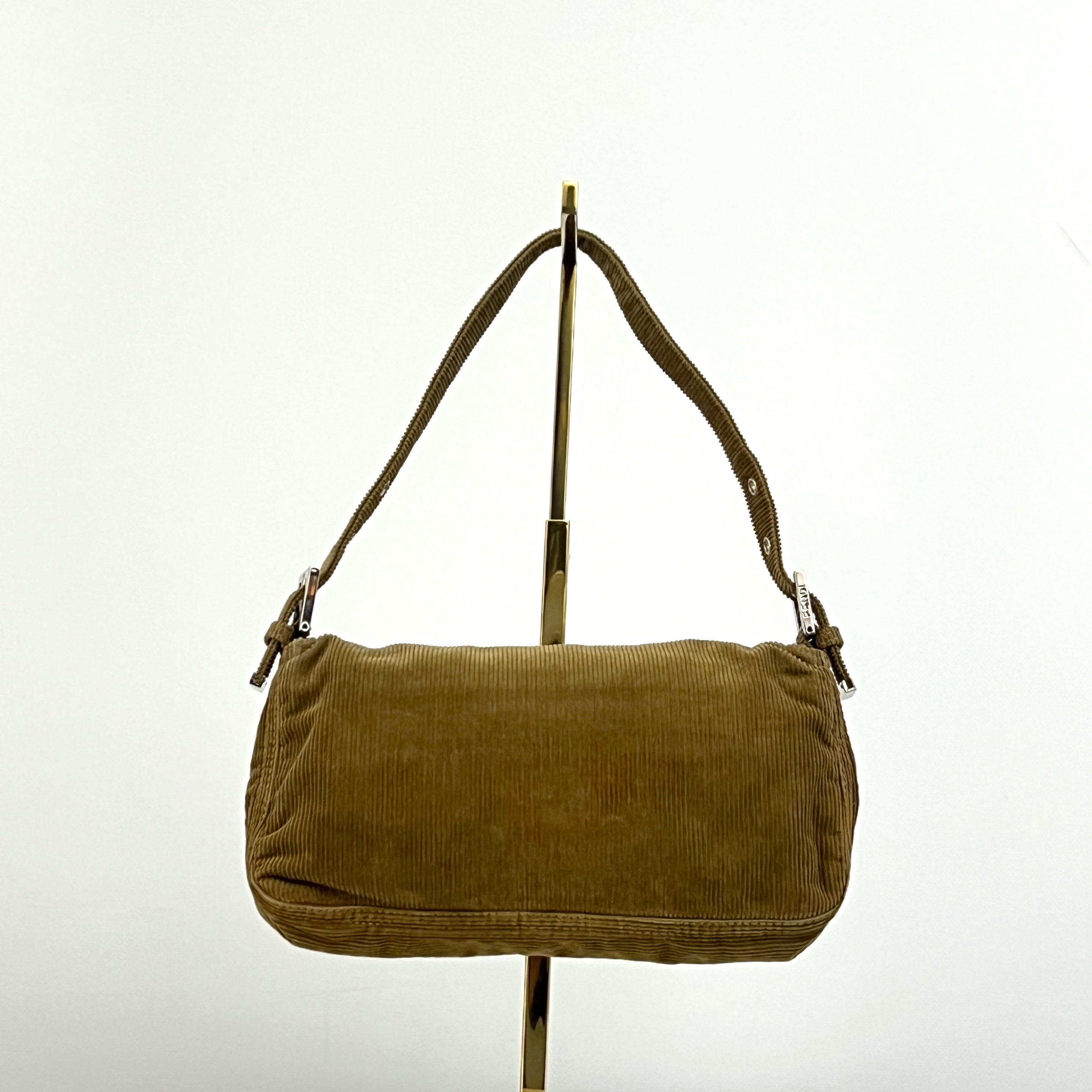 FENDI Brown Velvet Baguette Bag