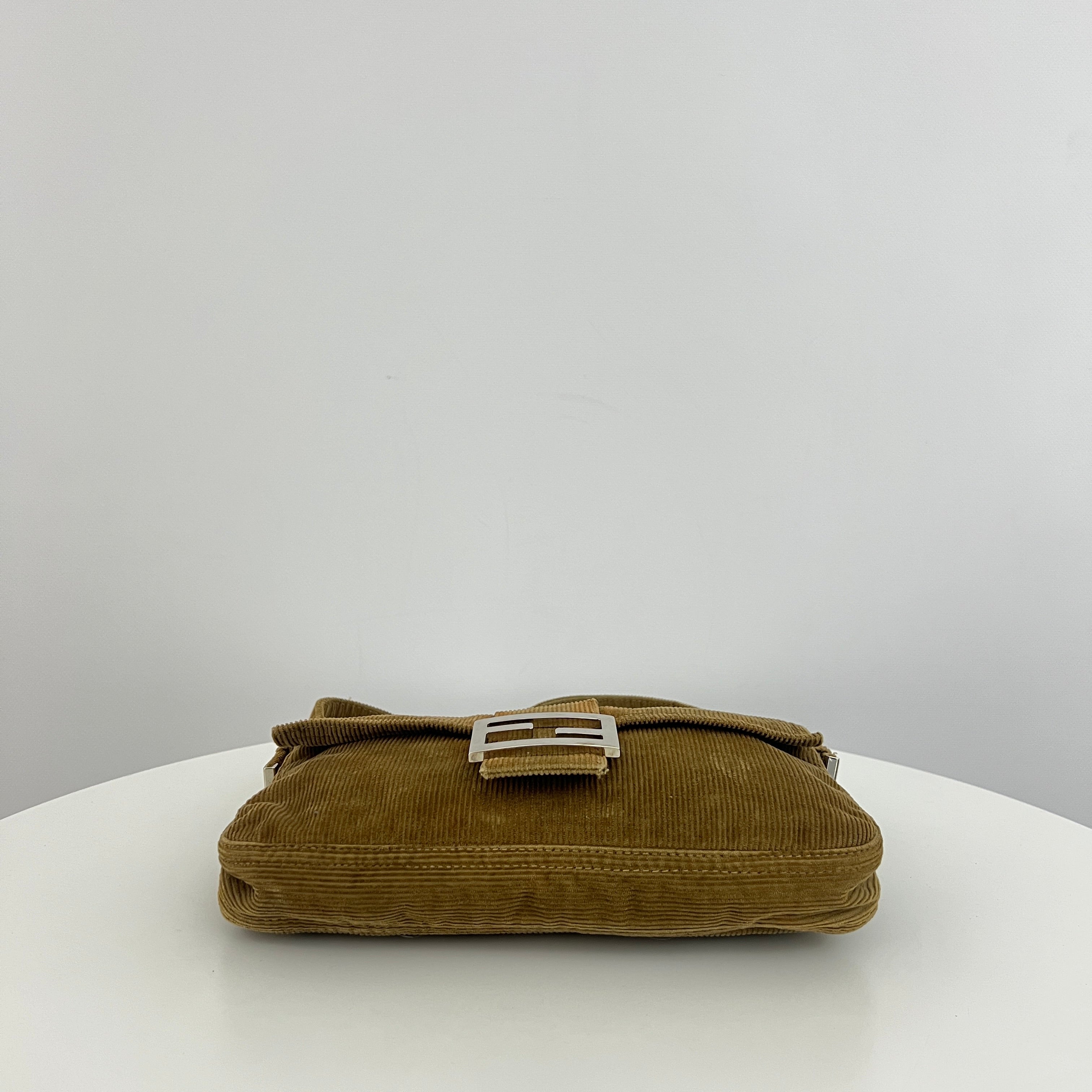 FENDI Brown Velvet Baguette Bag