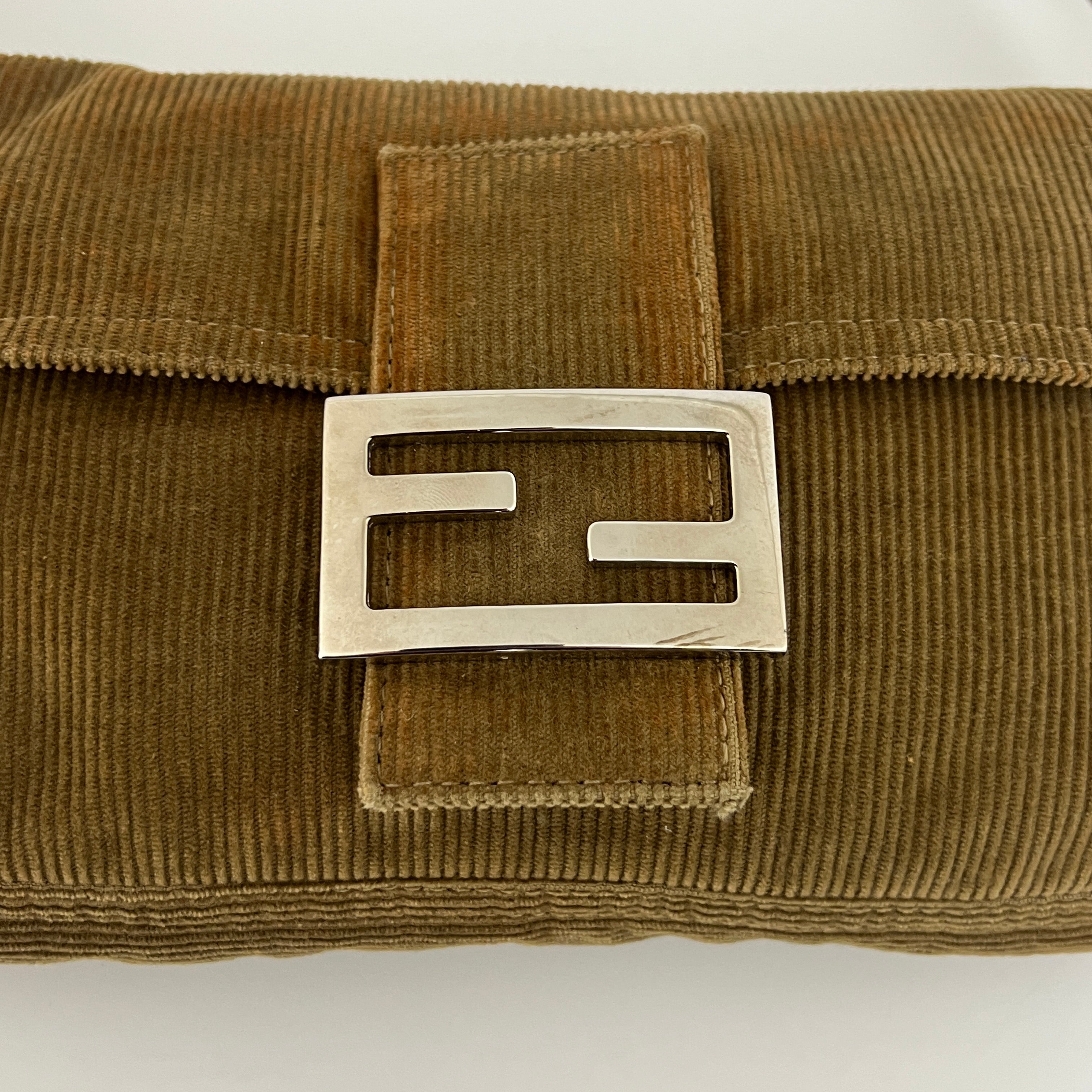 FENDI Brown Velvet Baguette Bag