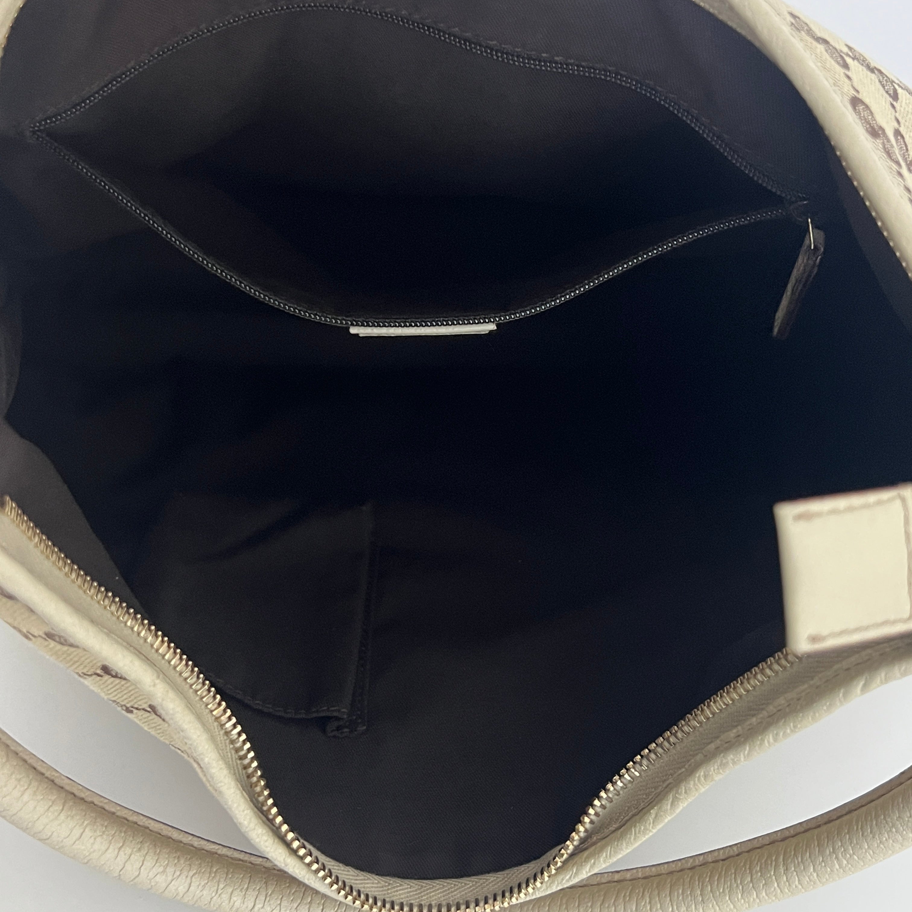 GUCCI Abbey GG canvas and brown leather bag