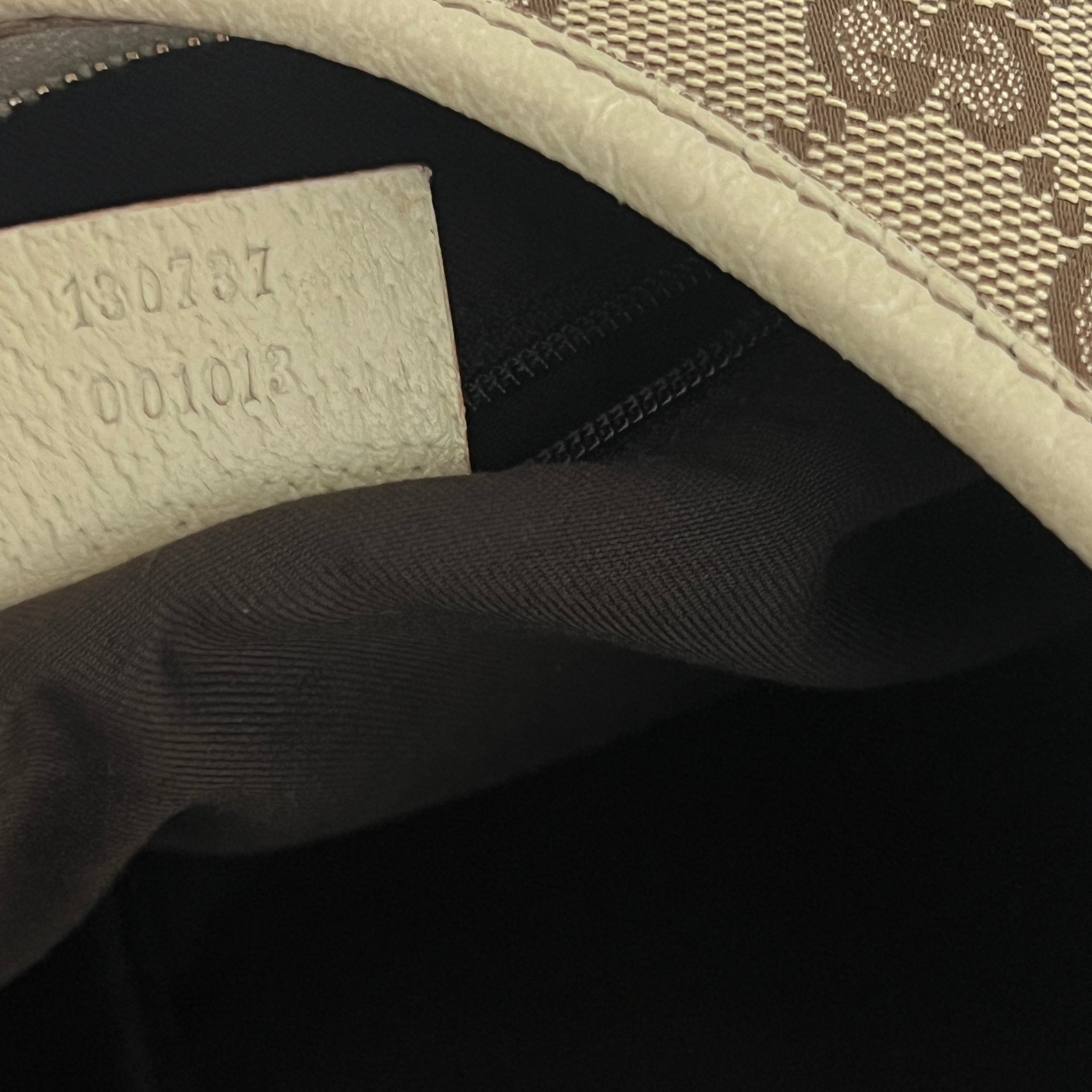 GUCCI Abbey GG canvas and brown leather bag