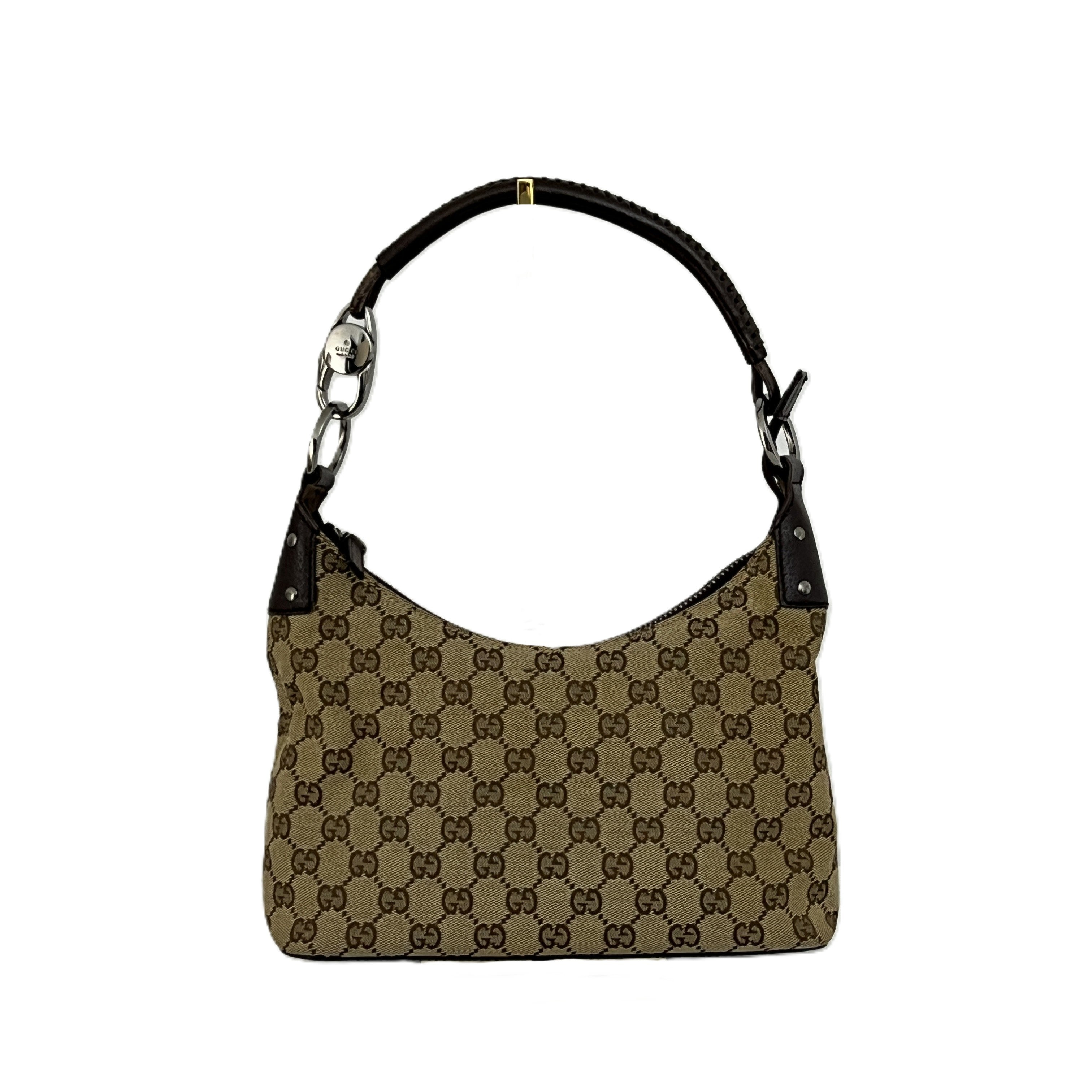 Sac à main GUCCI Hobo toile et cuir marron