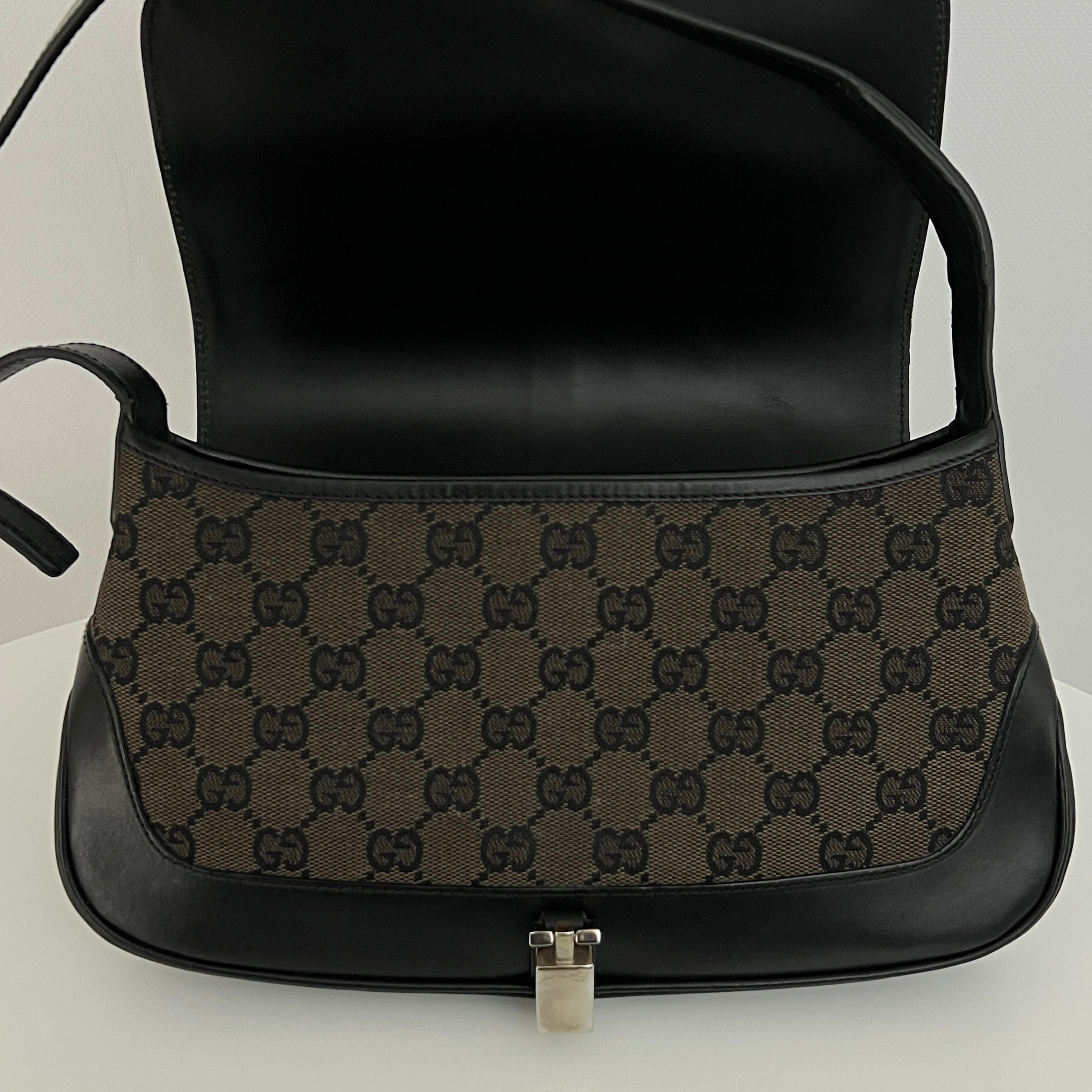 GUCCI Jackie PM canvas and brown leather bag
