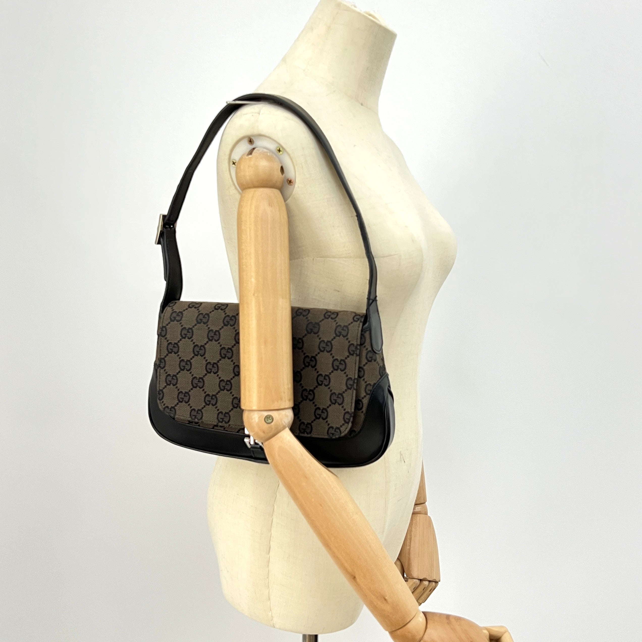Sac à main GUCCI Jackie PM toile et cuir marron