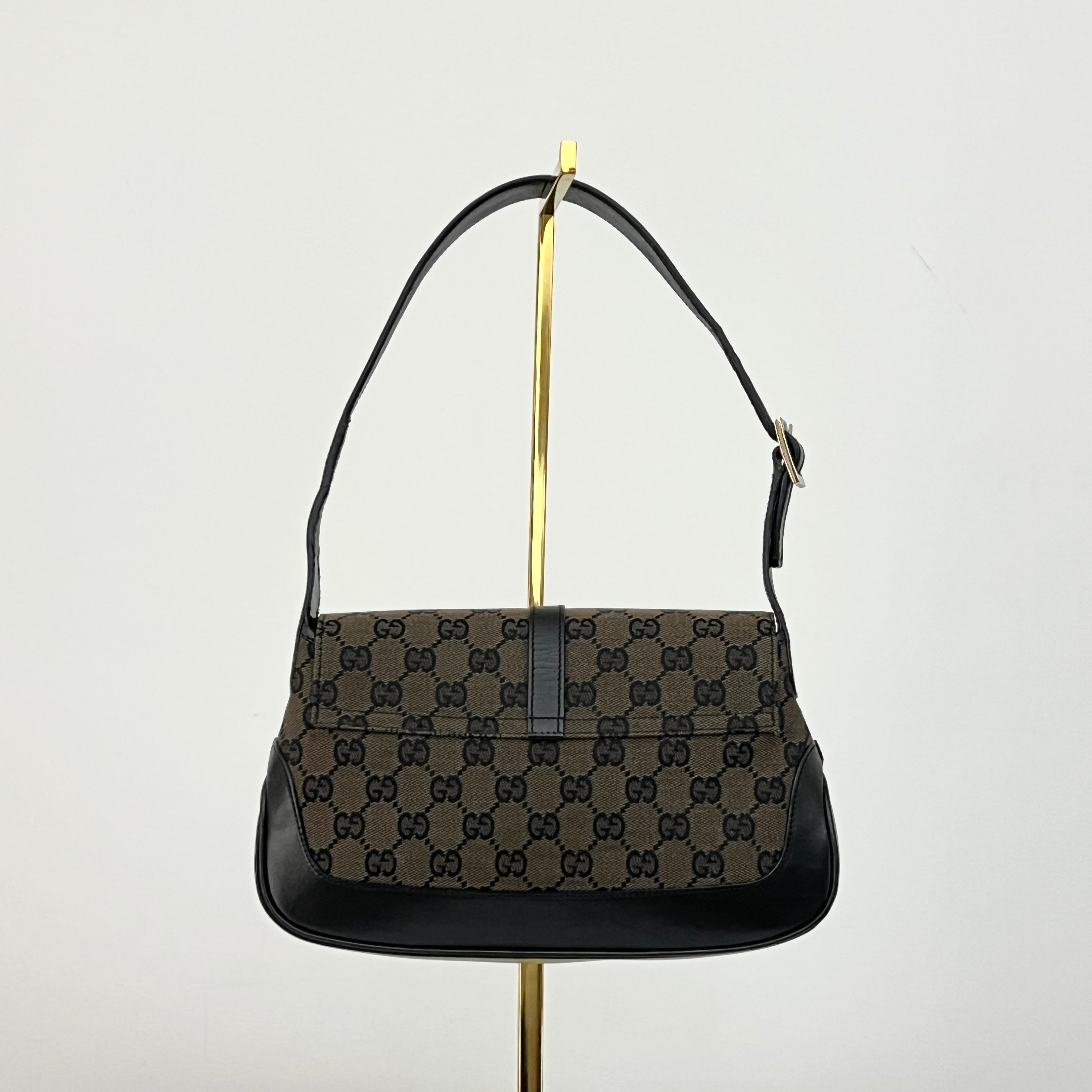 GUCCI Jackie PM canvas and brown leather bag