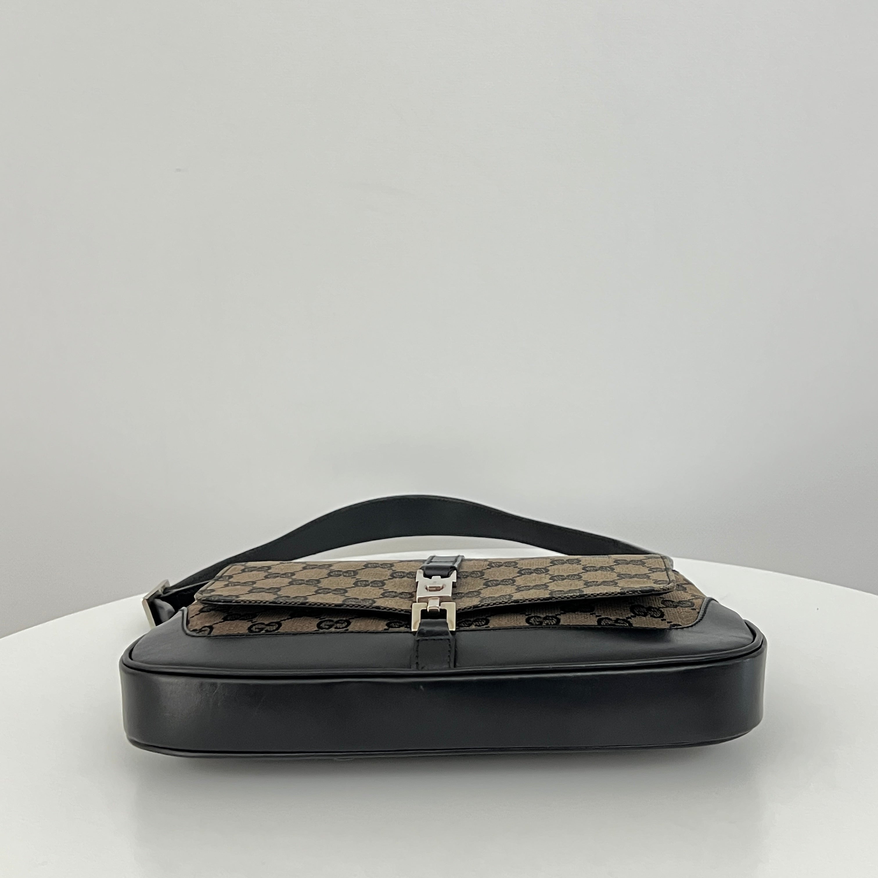 GUCCI Jackie PM canvas and brown leather bag