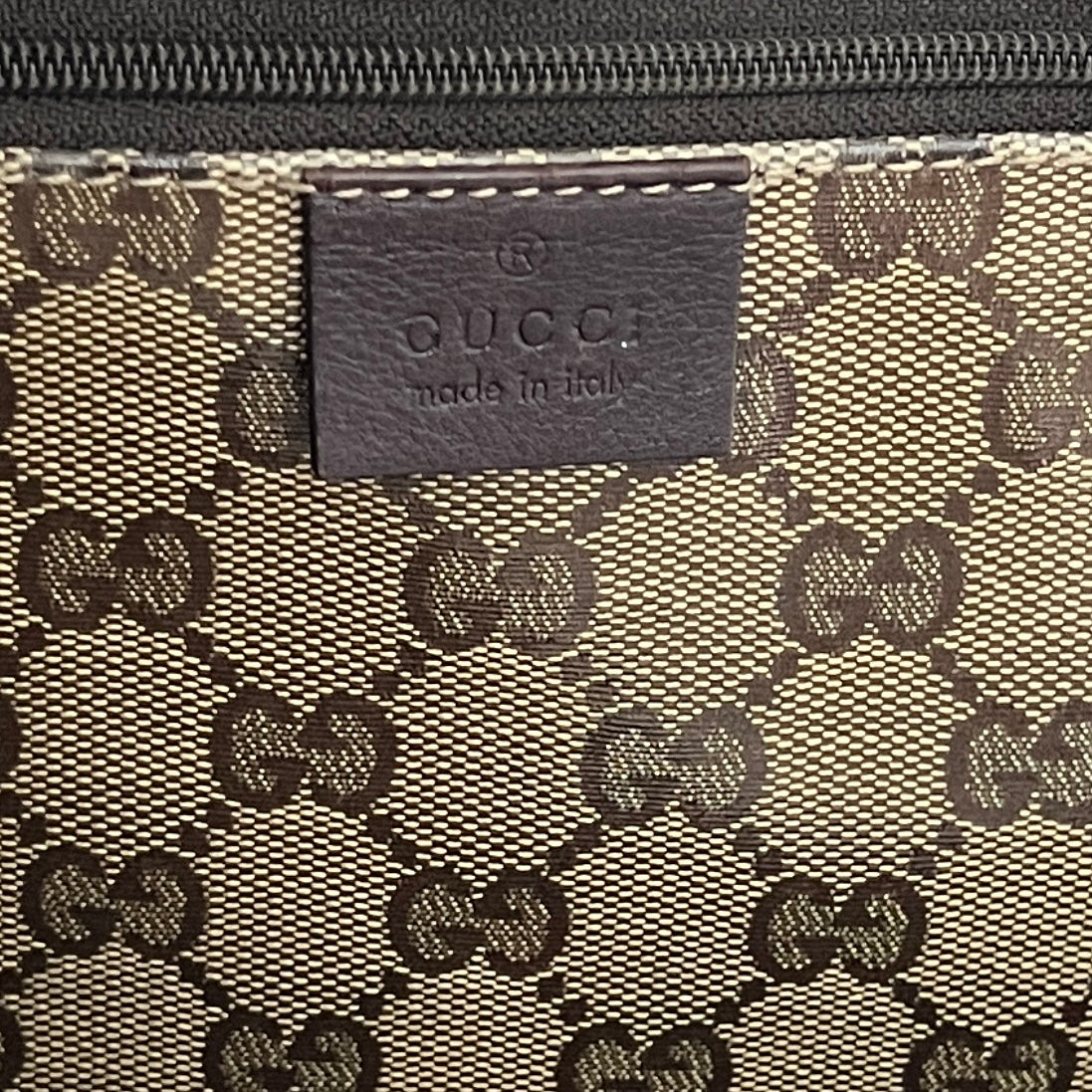 Sac GUCCI Tote toile et cuir marron