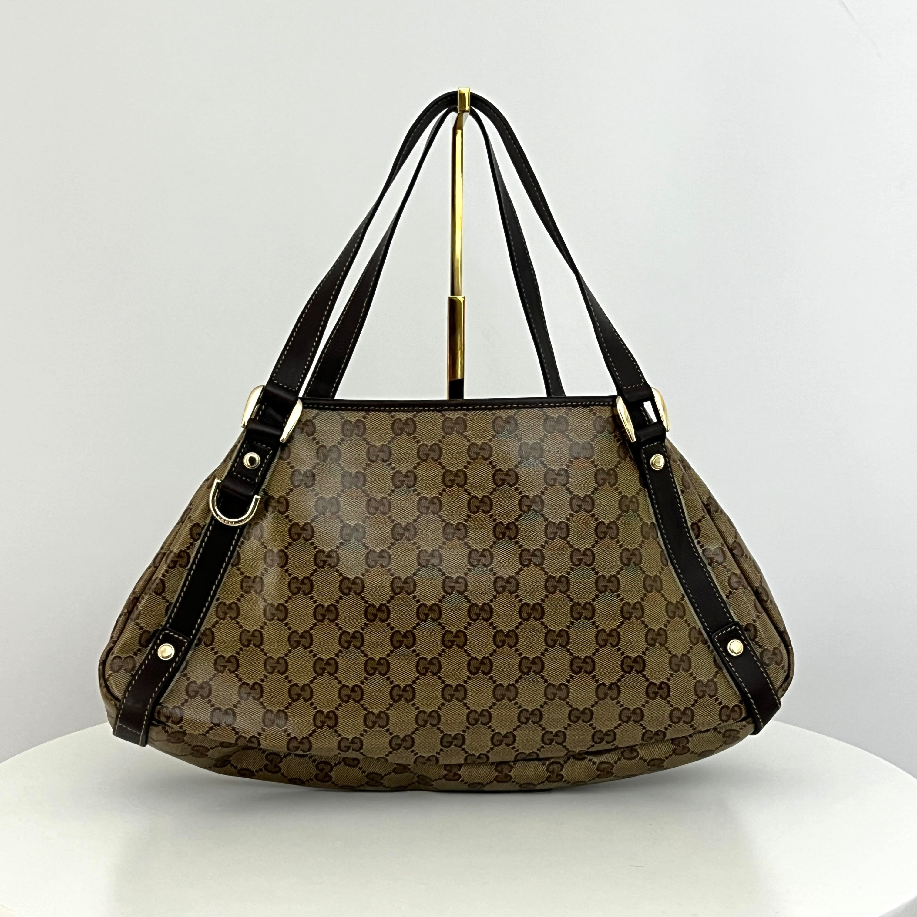 Sac GUCCI Tote toile et cuir marron