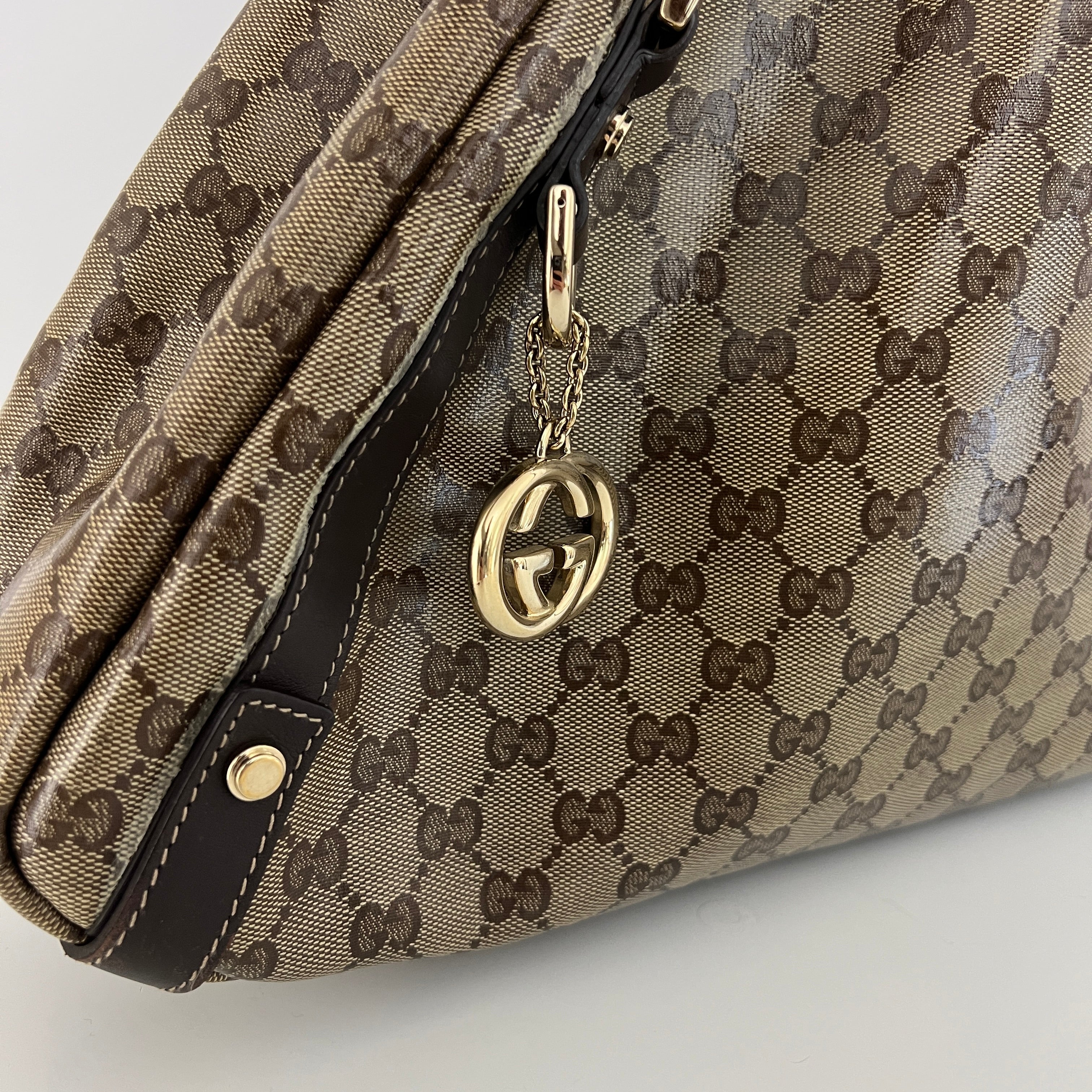 Sac GUCCI Tote toile et cuir marron