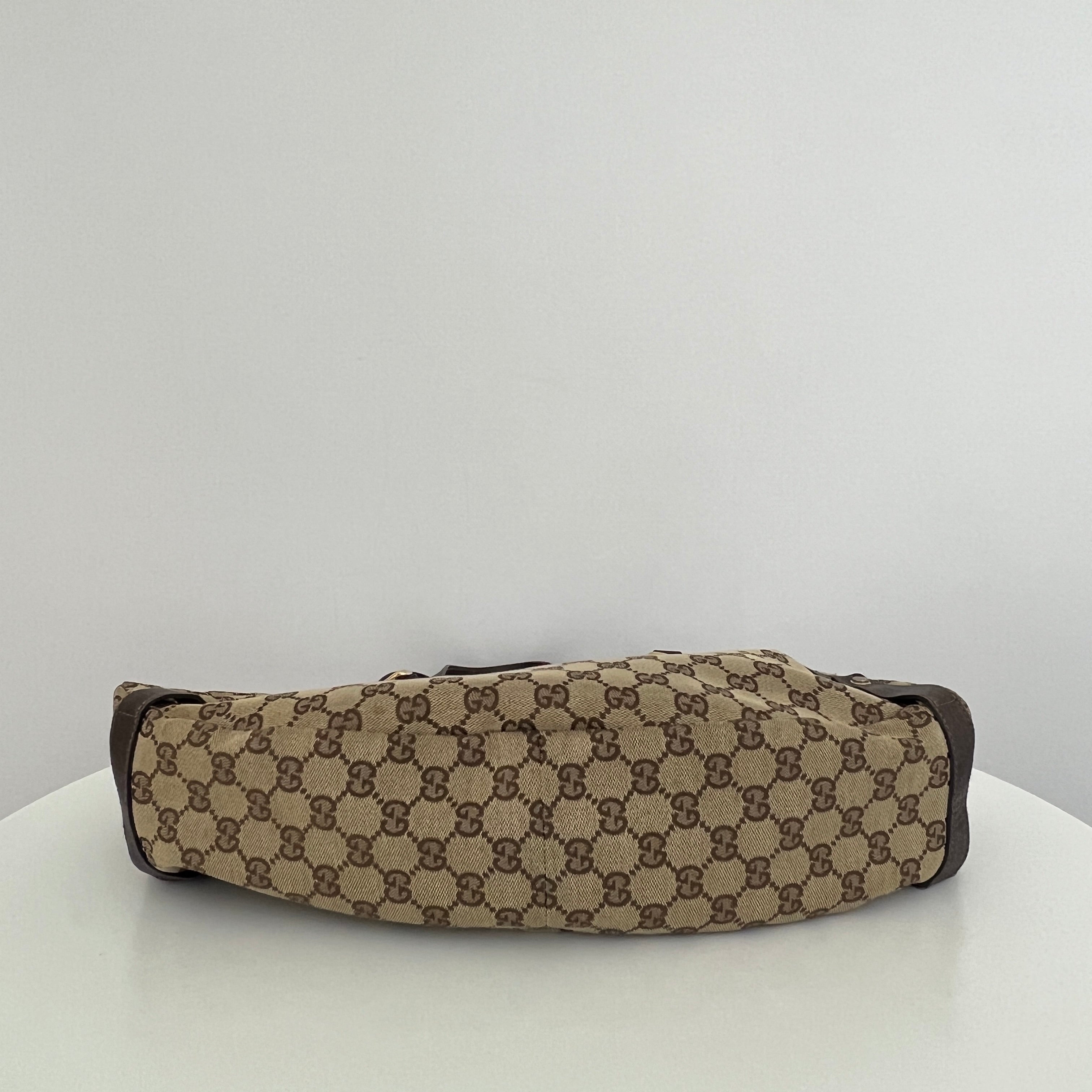 GUCCI Brown Canvas and Leather Tote Bag