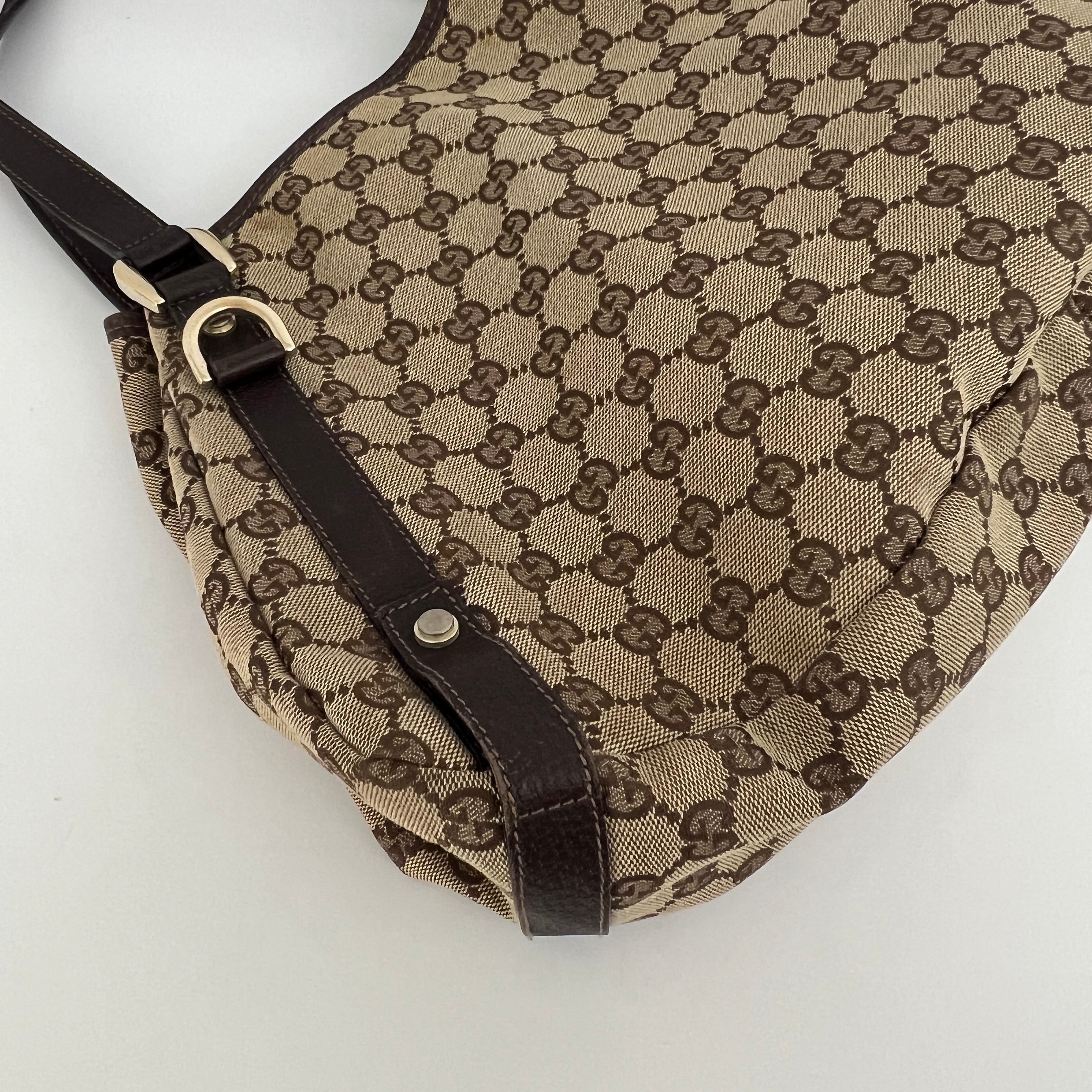 GUCCI Brown Canvas and Leather Tote Bag