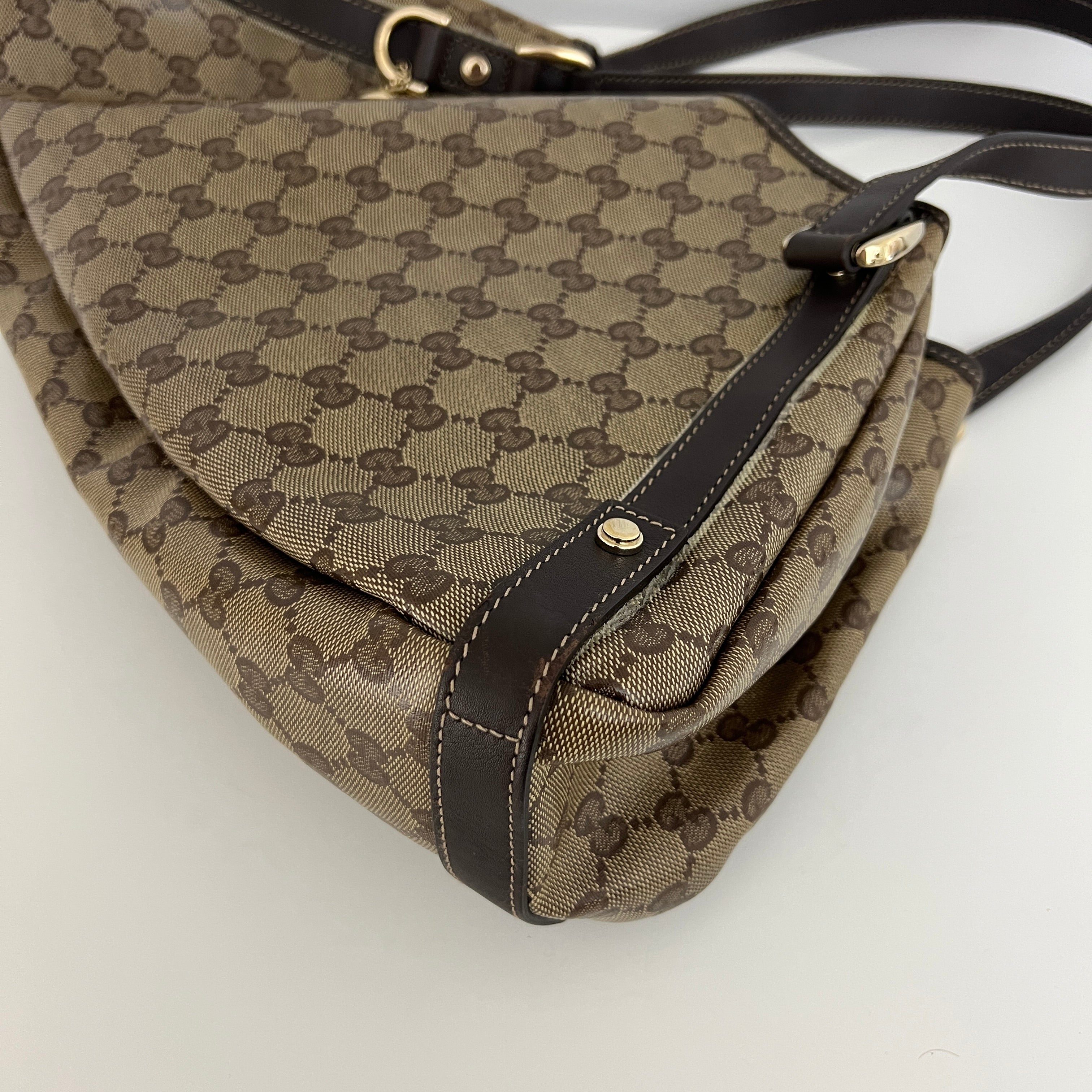 Sac GUCCI Tote toile et cuir marron