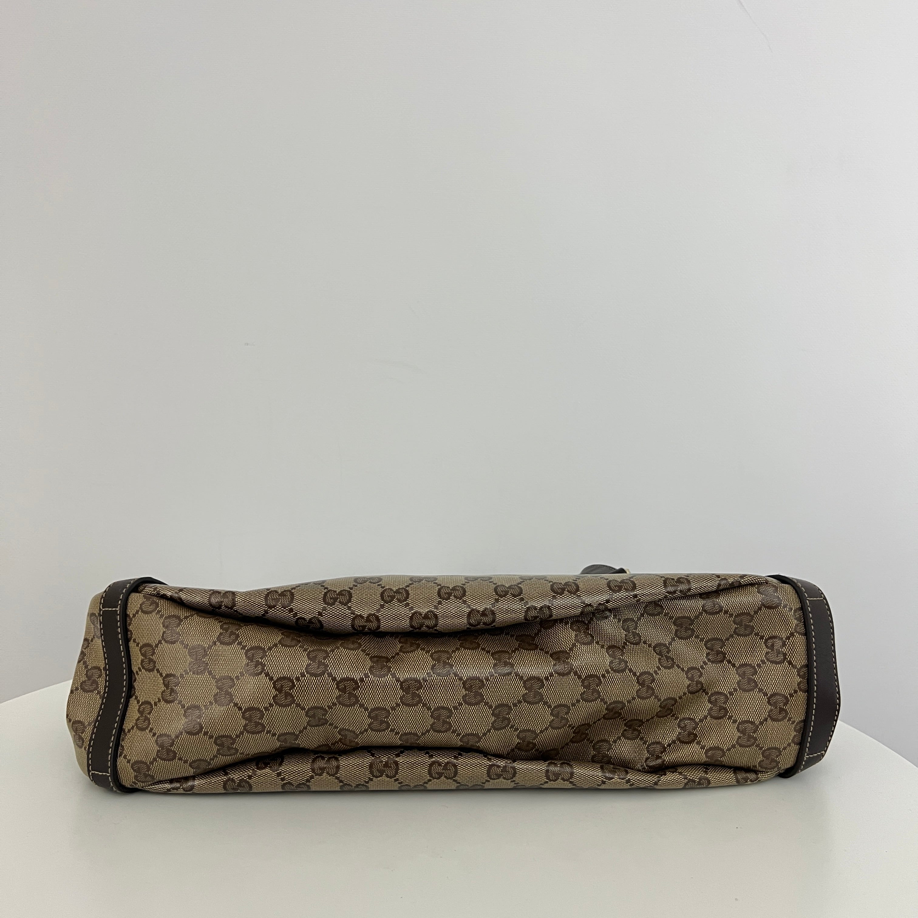 Sac GUCCI Tote toile et cuir marron