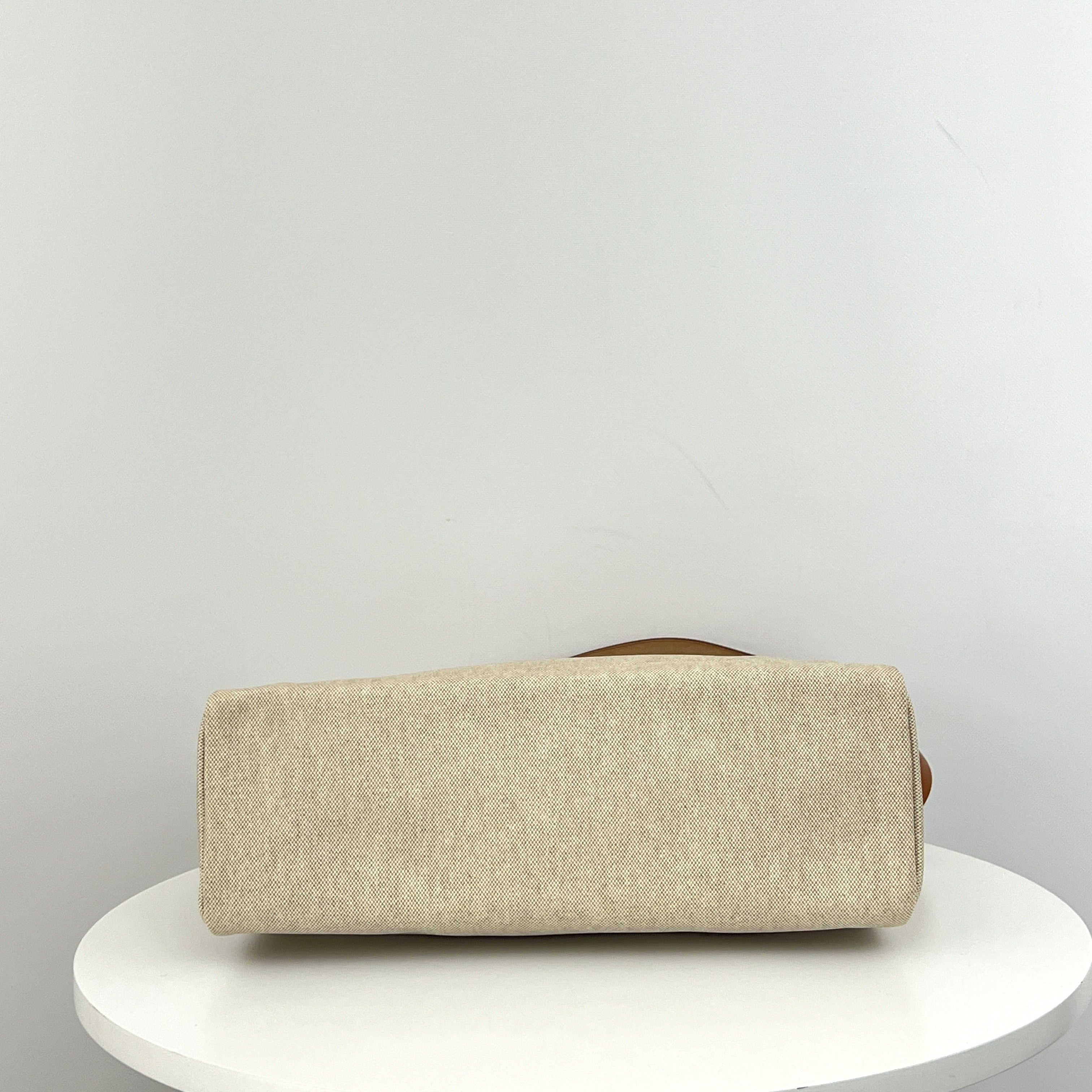 Sac HERMÈS Herbag 39 toile et cuir marron