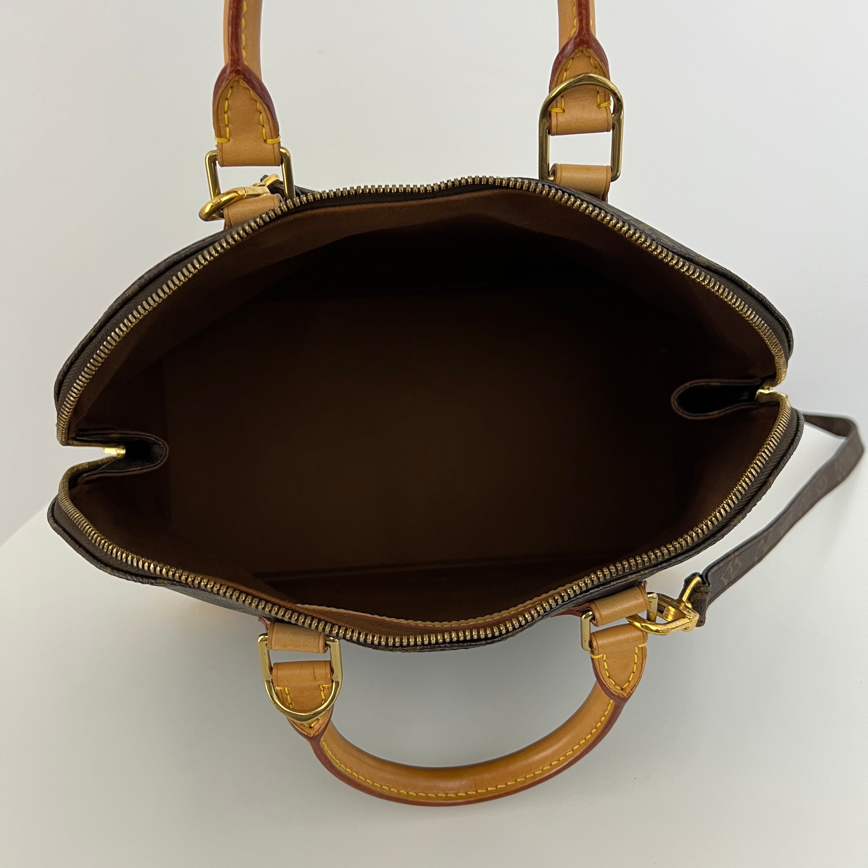 LOUIS VUITTON Alma PM handbag in brown canvas and leather