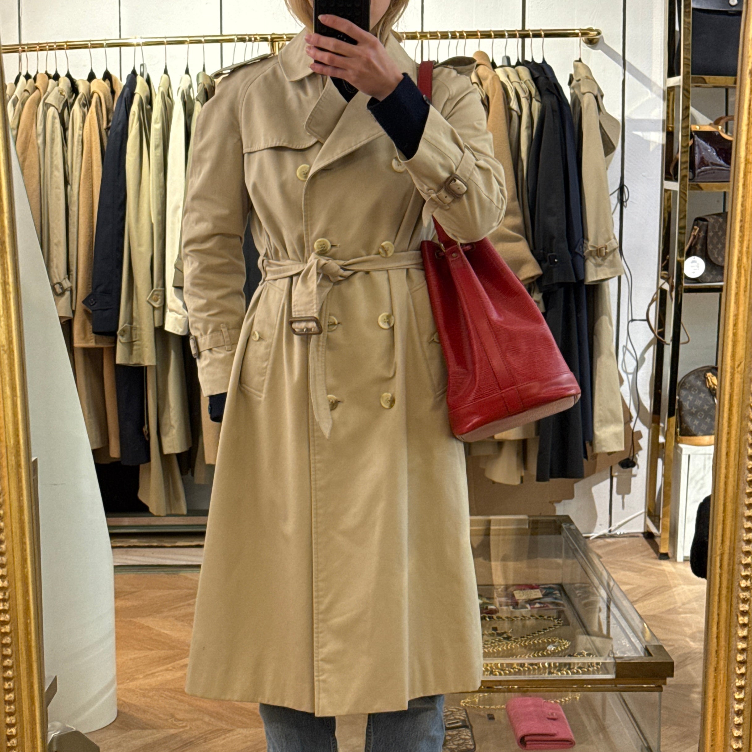 BURBERRY trench coat, size S, beige cotton