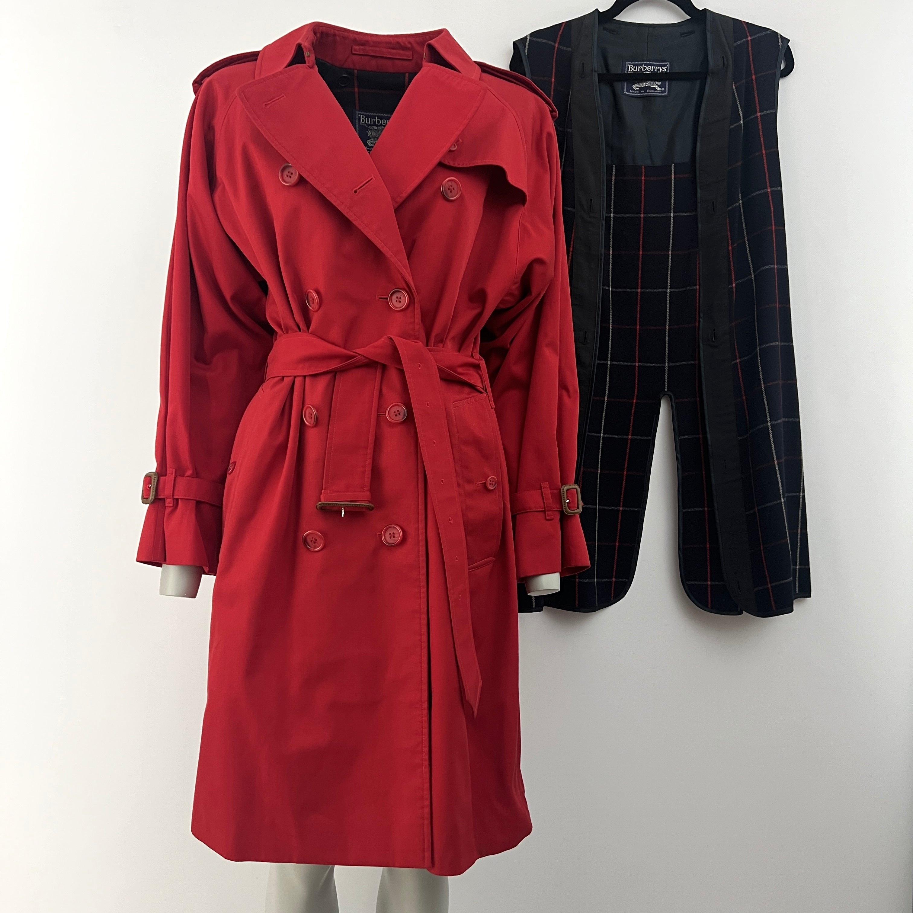 Trench BURBERRY L coton rouge