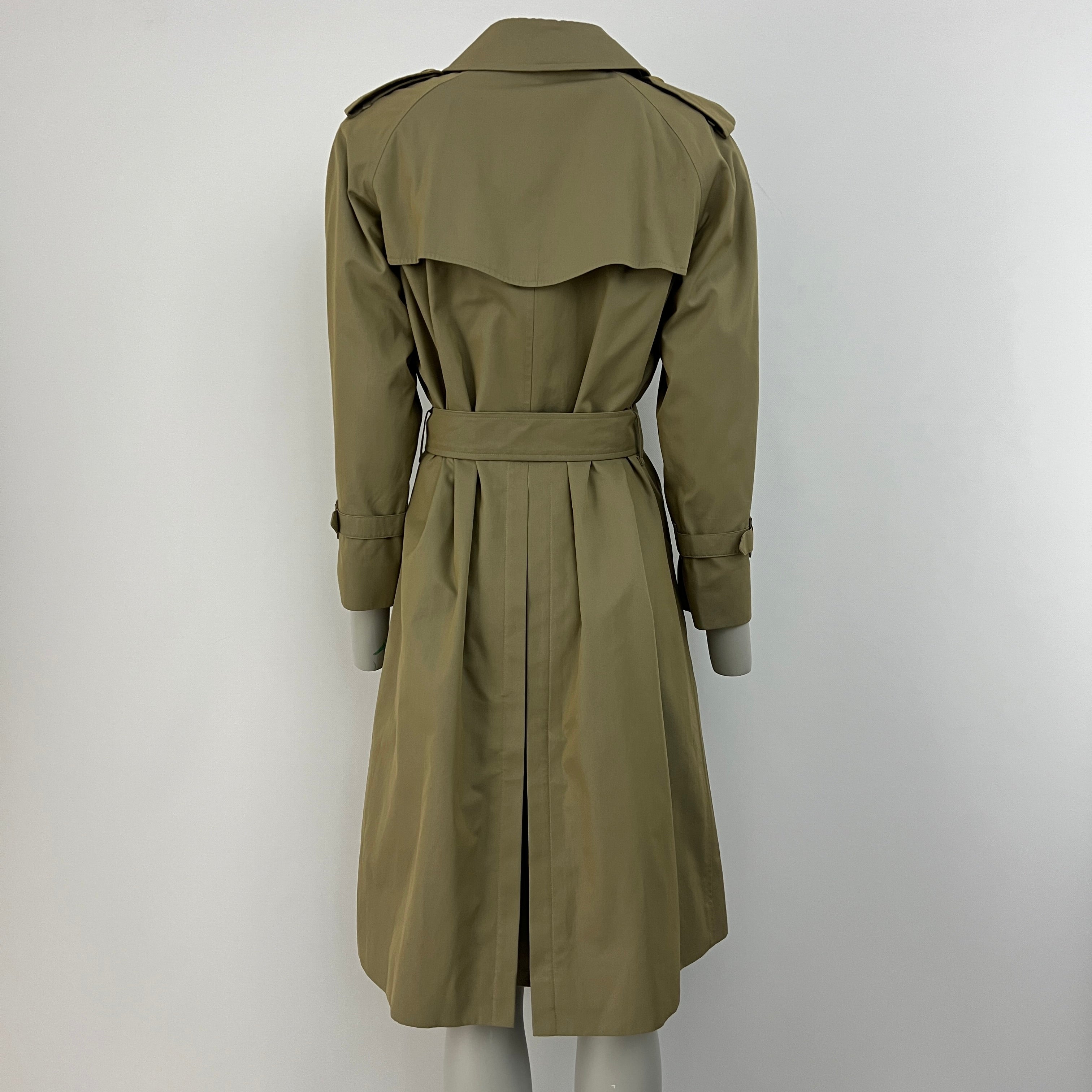 BURBERRY trench coat, size S, khaki cotton