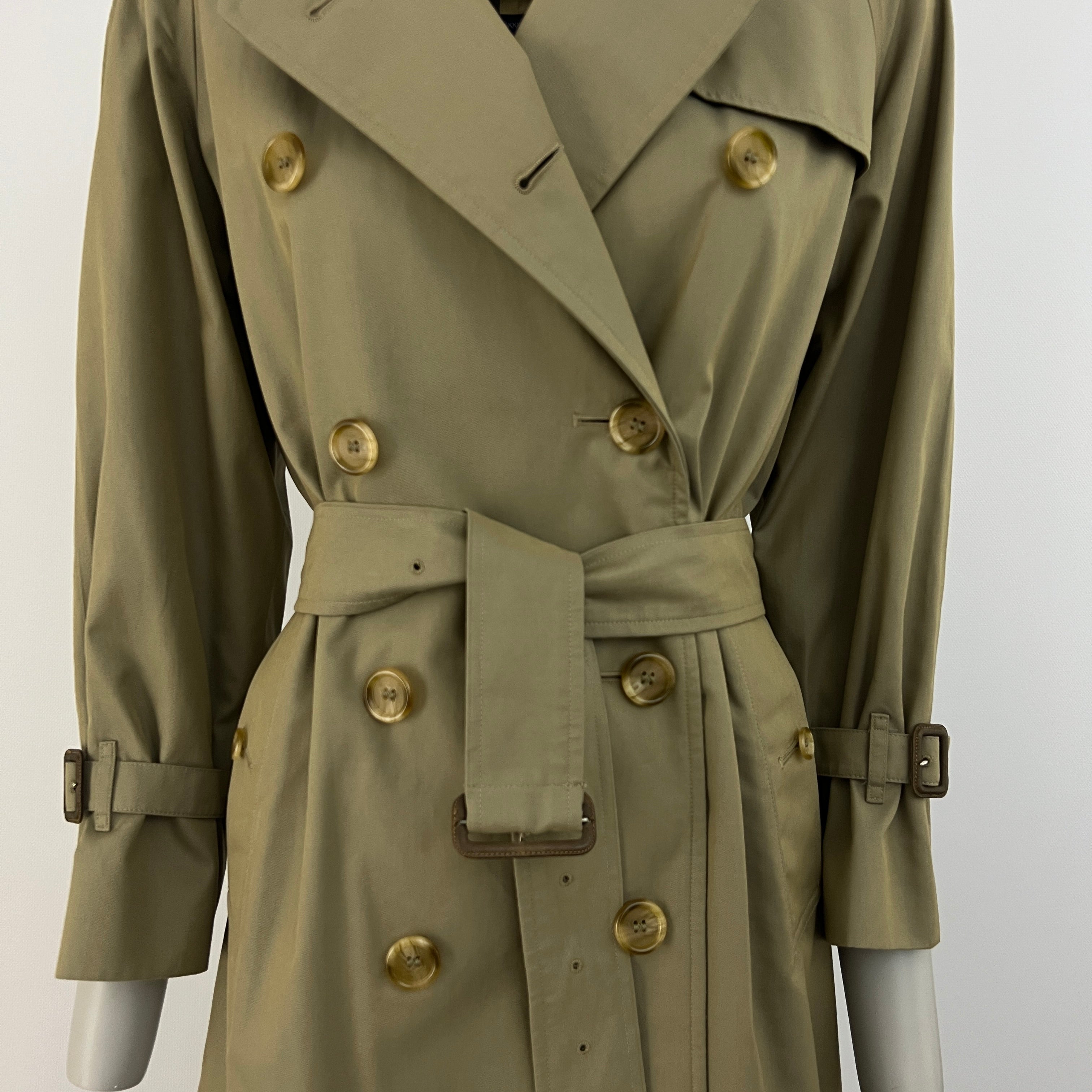 BURBERRY trench coat, size S, khaki cotton