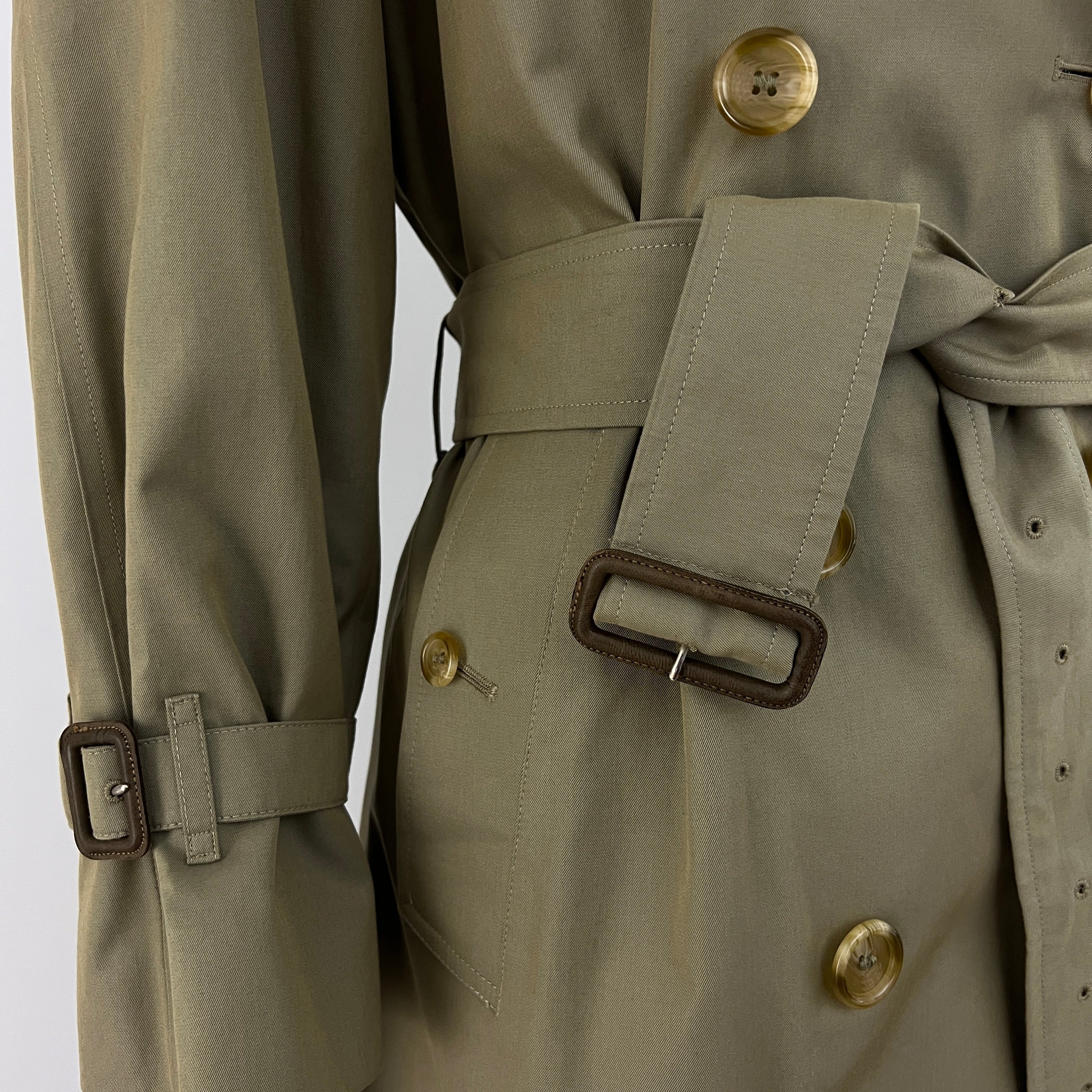 BURBERRY trench coat, size S, khaki cotton