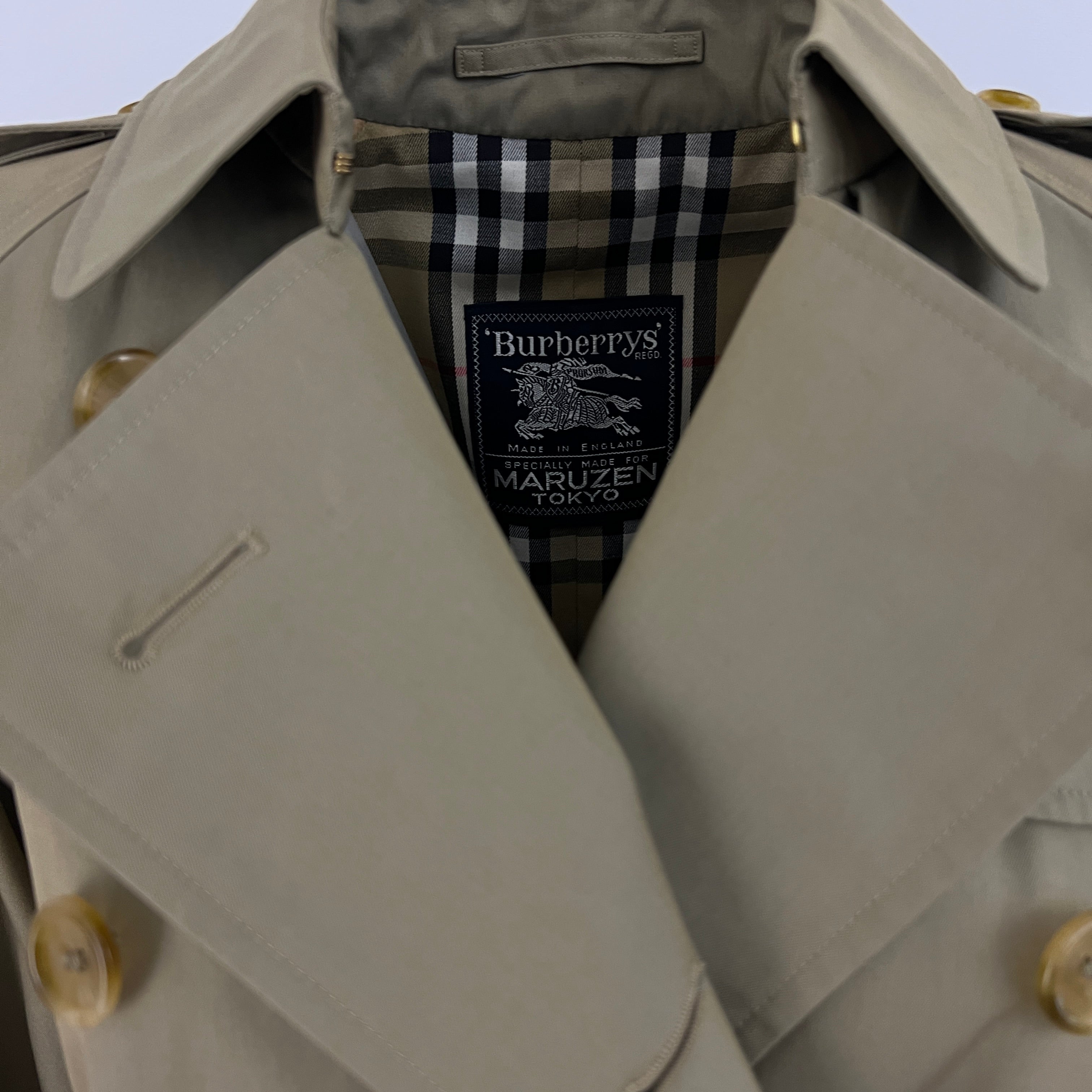 BURBERRY trench coat, size S, khaki cotton