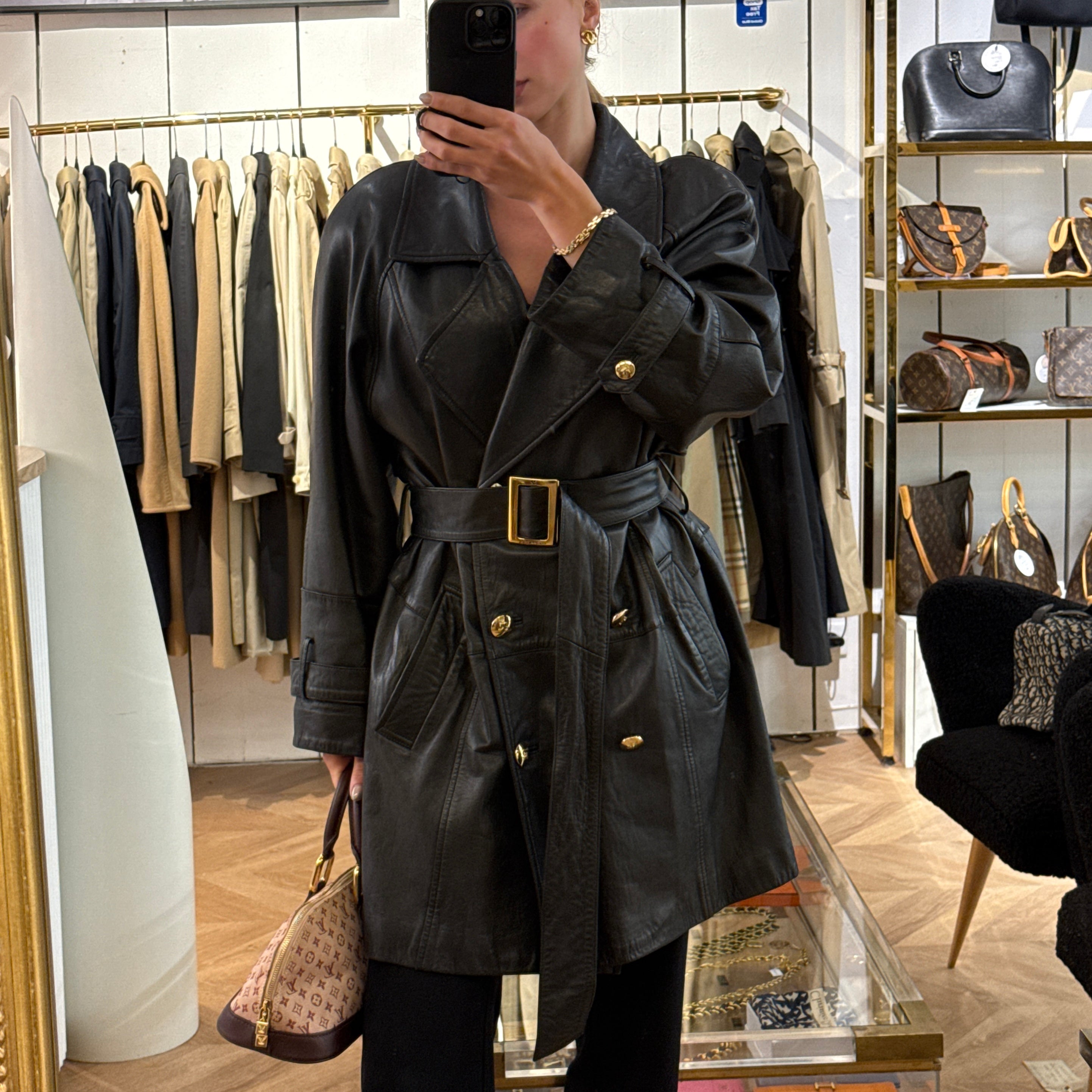 Trench COURRÈGES M cuir noir