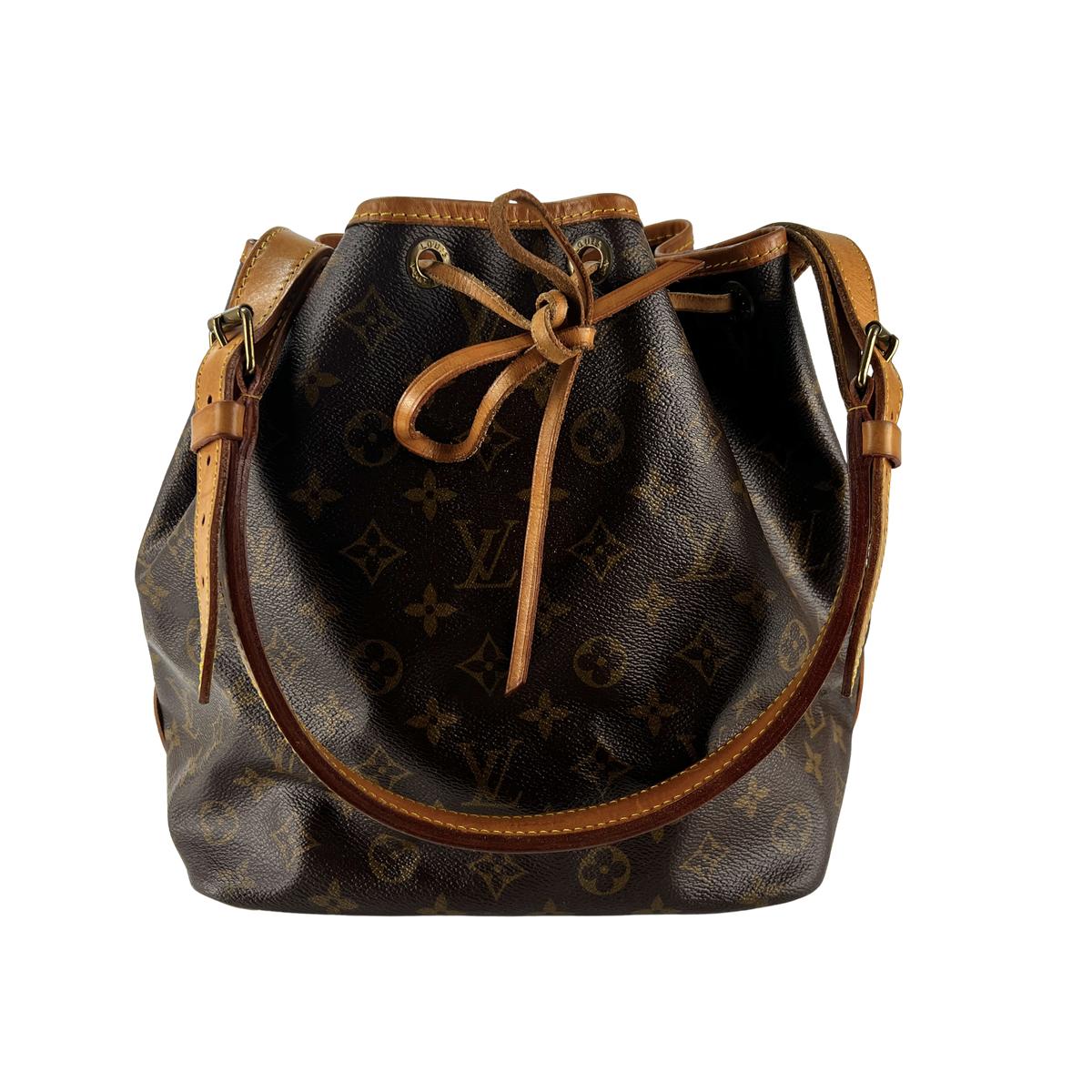 LOUIS VUITTON Noé PM bucket bag in brown canvas and leather