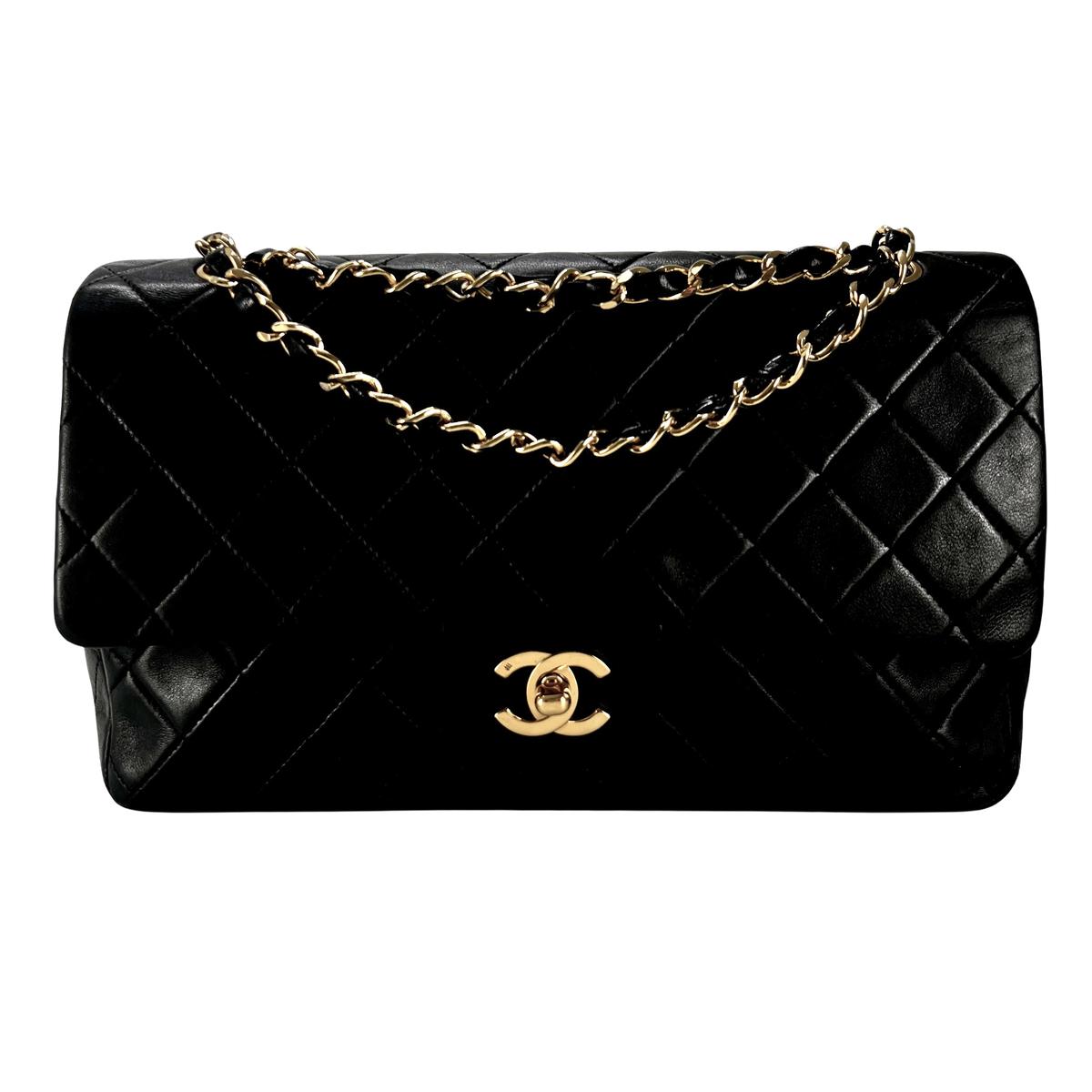 Sac à main CHANEL Timeless classique medium double flap cuir noir