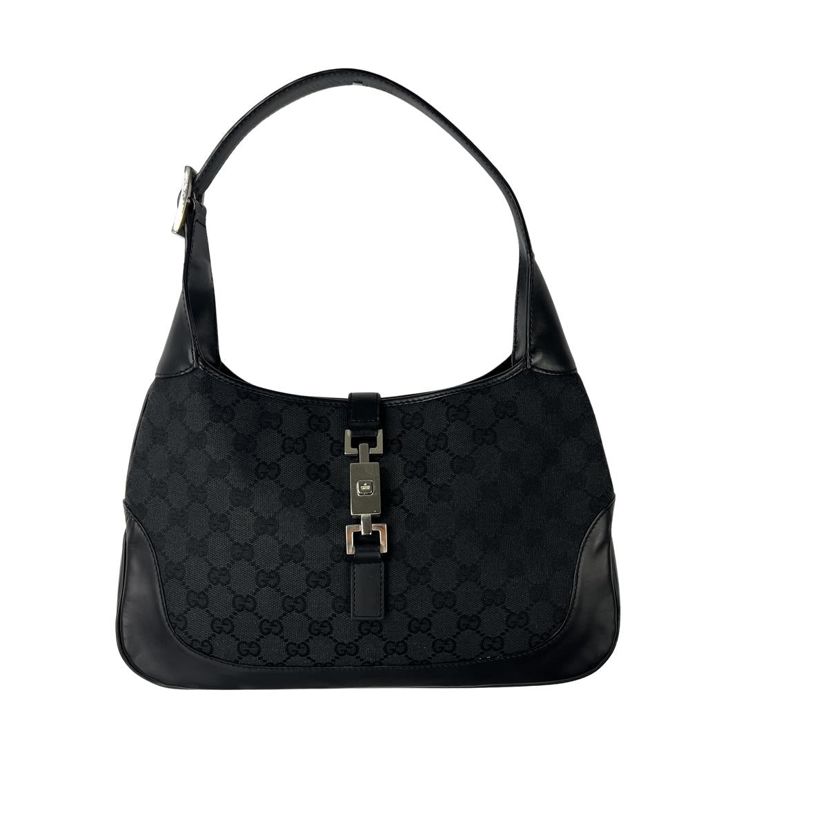 Sac à main GUCCI Jackie toile et cuir noir