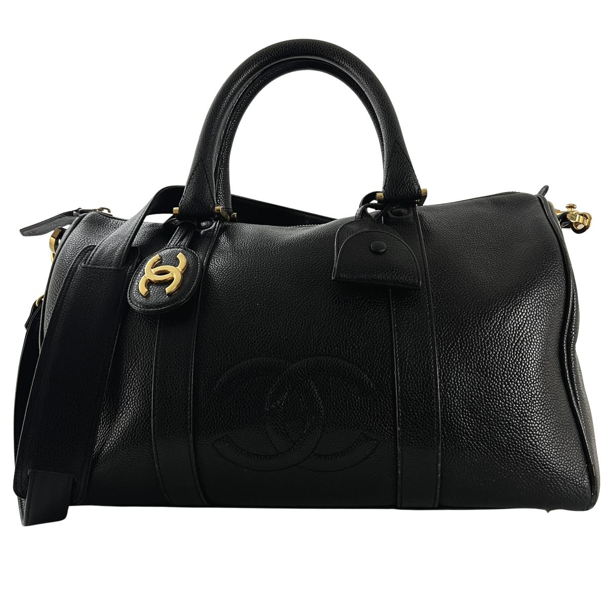 Sac à main CHANEL Boston cuir grainé noir