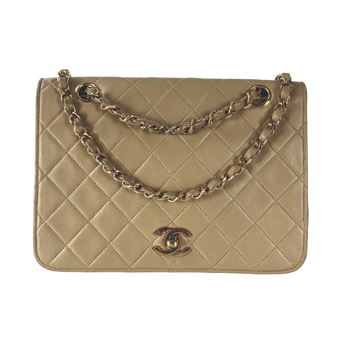 Sac à main CHANEL Timeless classique matelassé single flap cuir beige