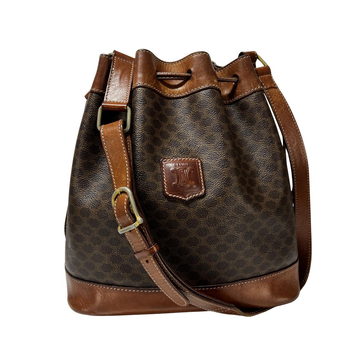 Sac sceau CELINE toile et cuir marron
