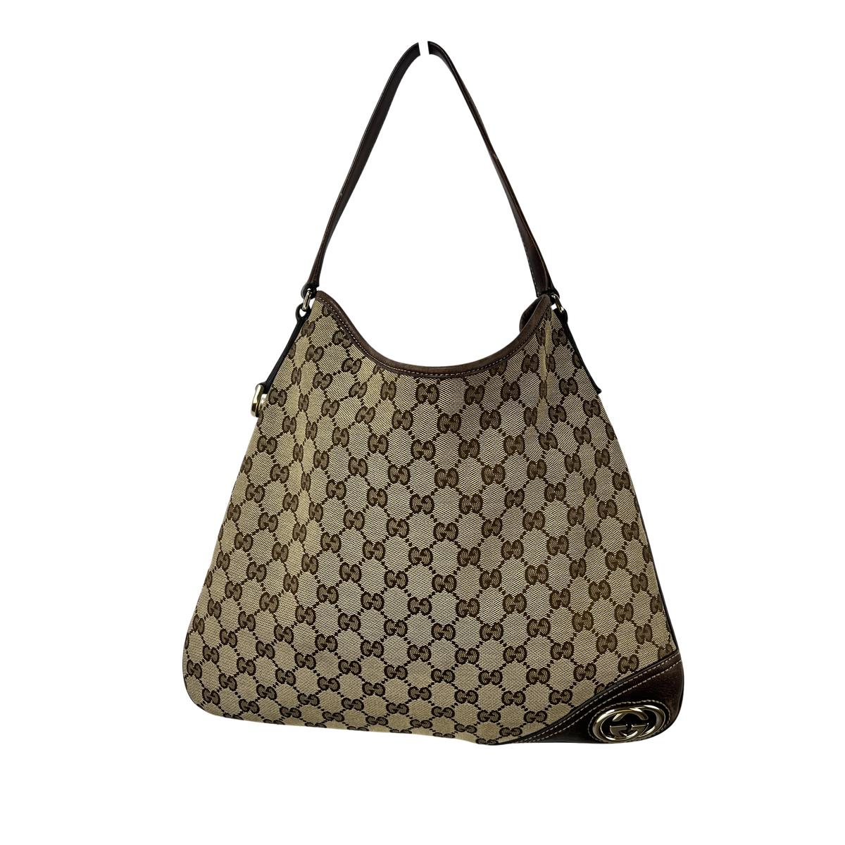 Sac à main GUCCI Hobo toile et cuir marron