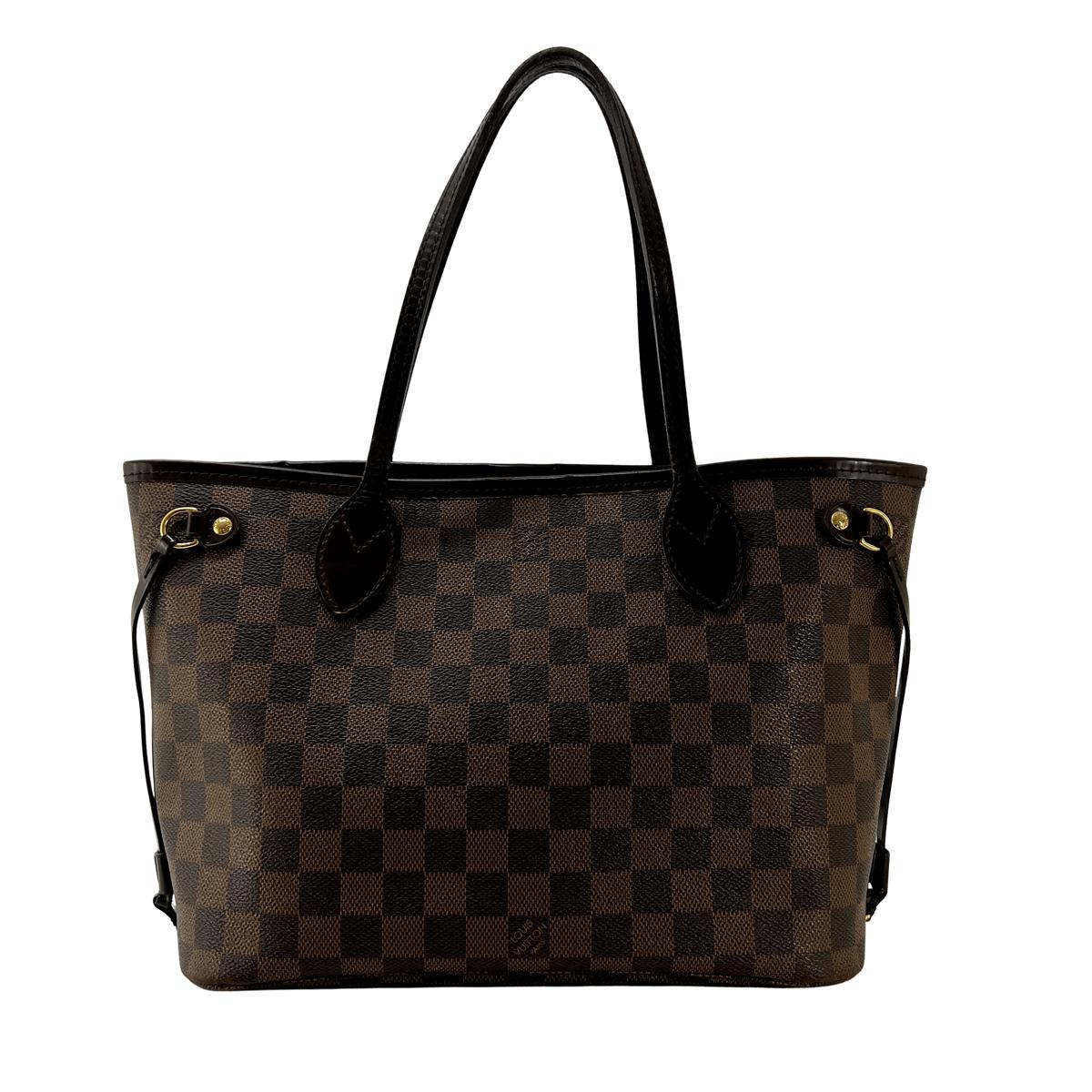 LOUIS VUITTON Neverfull PM handbag in brown canvas and leather