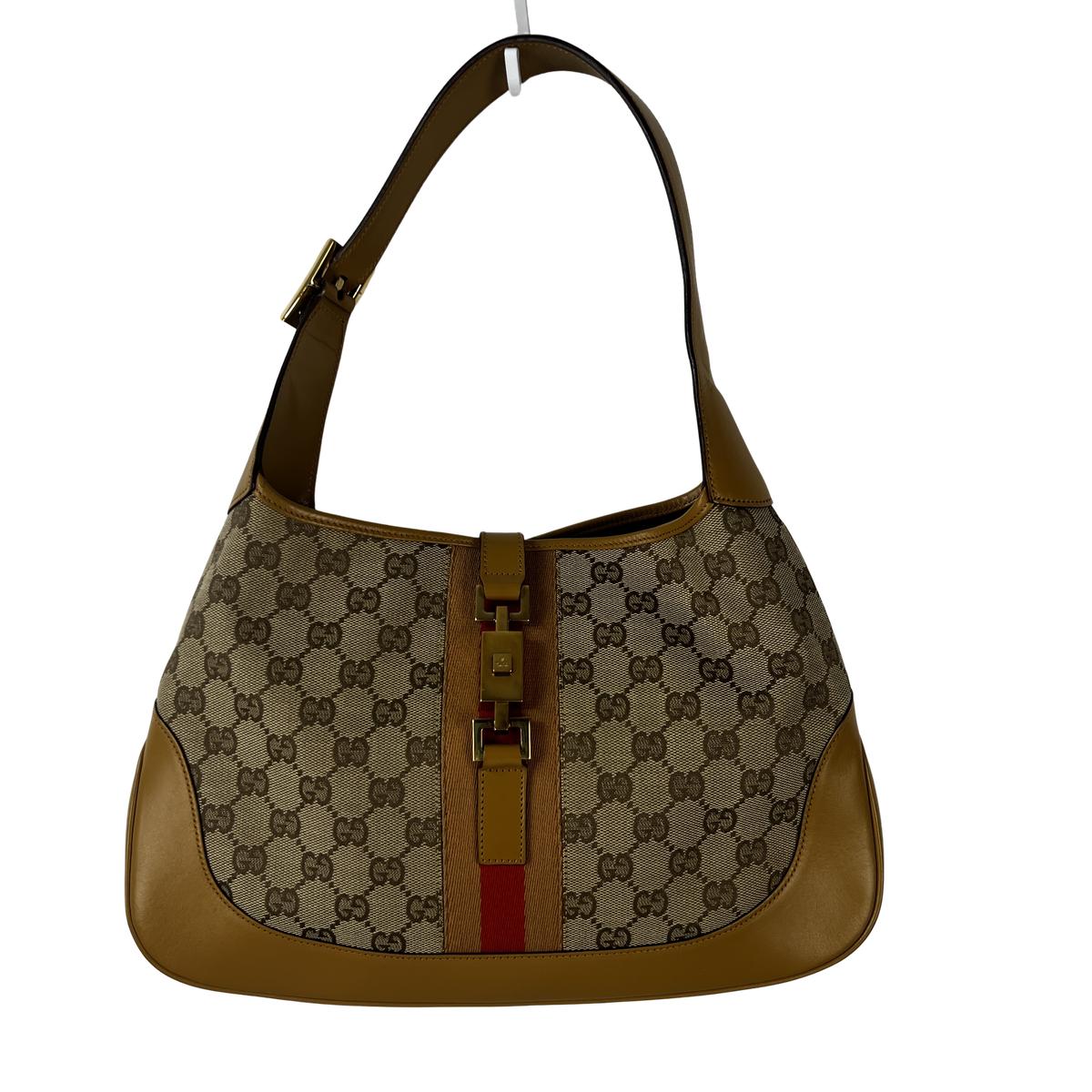 Sac à main GUCCI Jackie toile et cuir beige