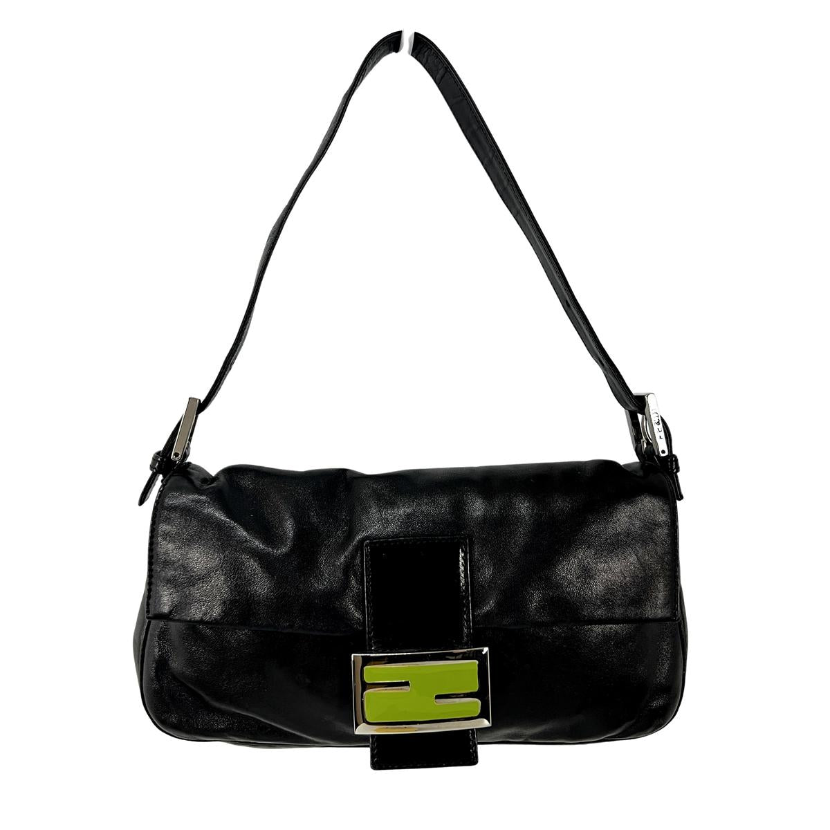 Sac à main FENDI Mamma Baguette cuir noir