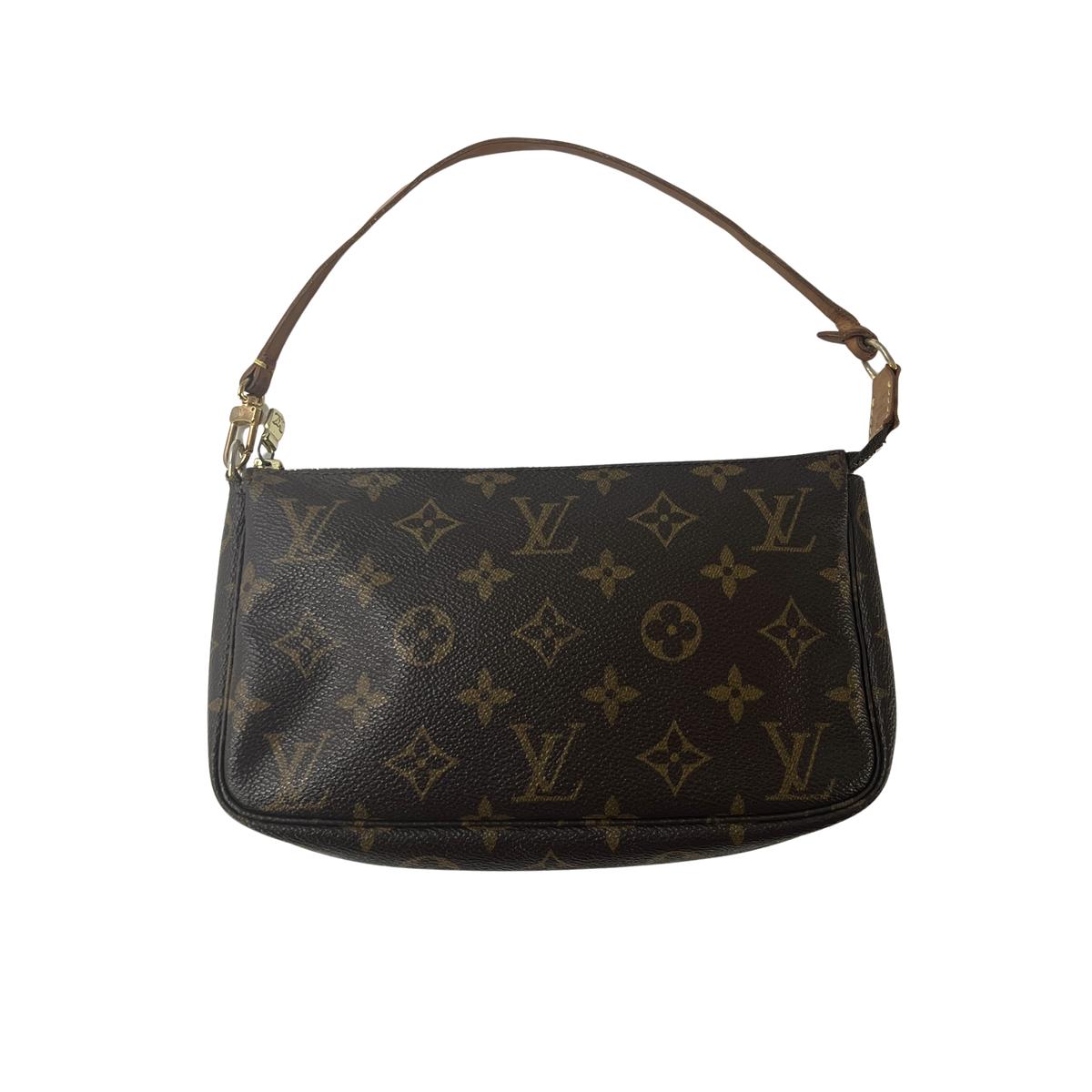 LOUIS VUITTON Pochette Accessory handbag in brown canvas and leather