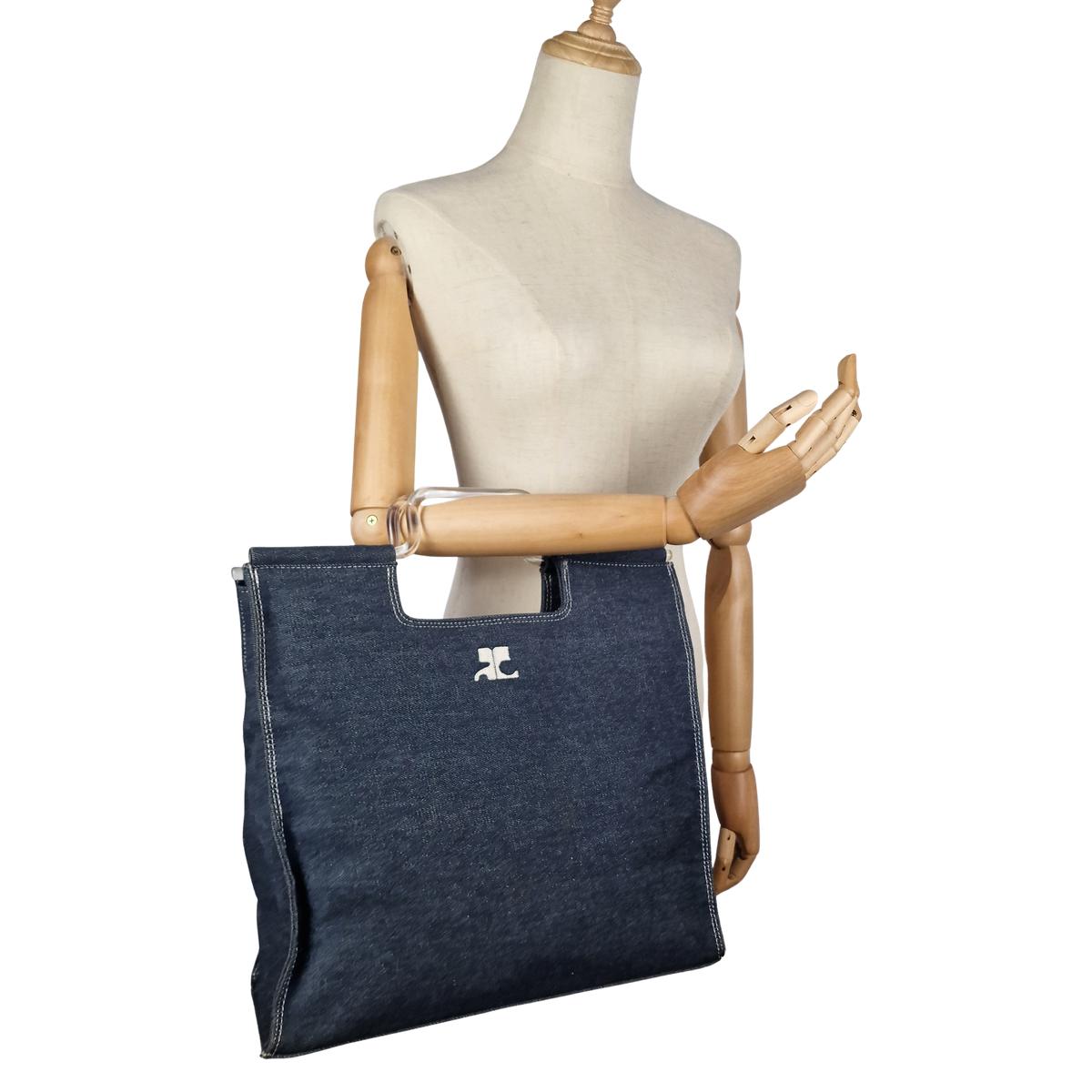 COURREGES MM denim Blue handbag