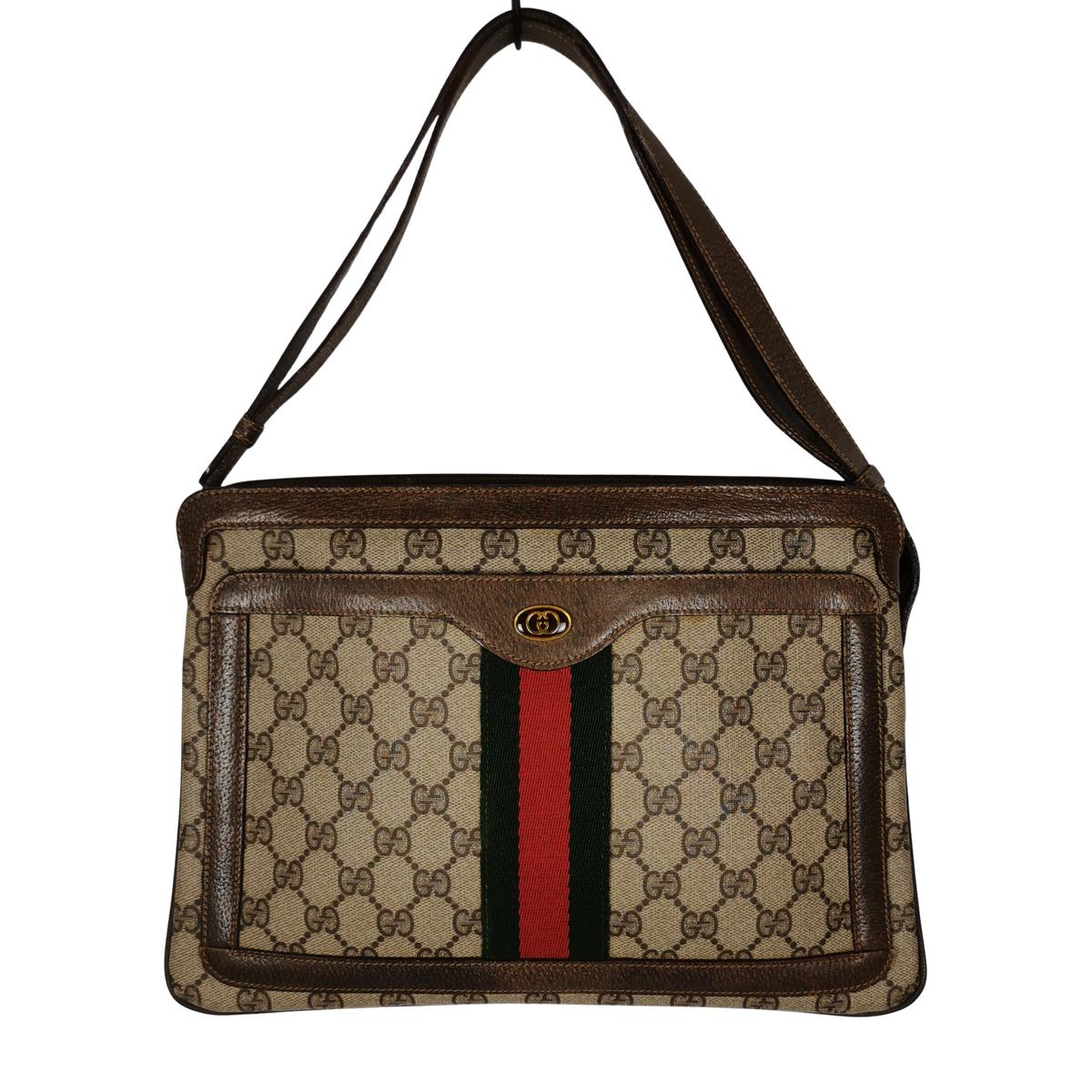 GUCCI Camera Ophidia canvas and leather shoulder bag Brown