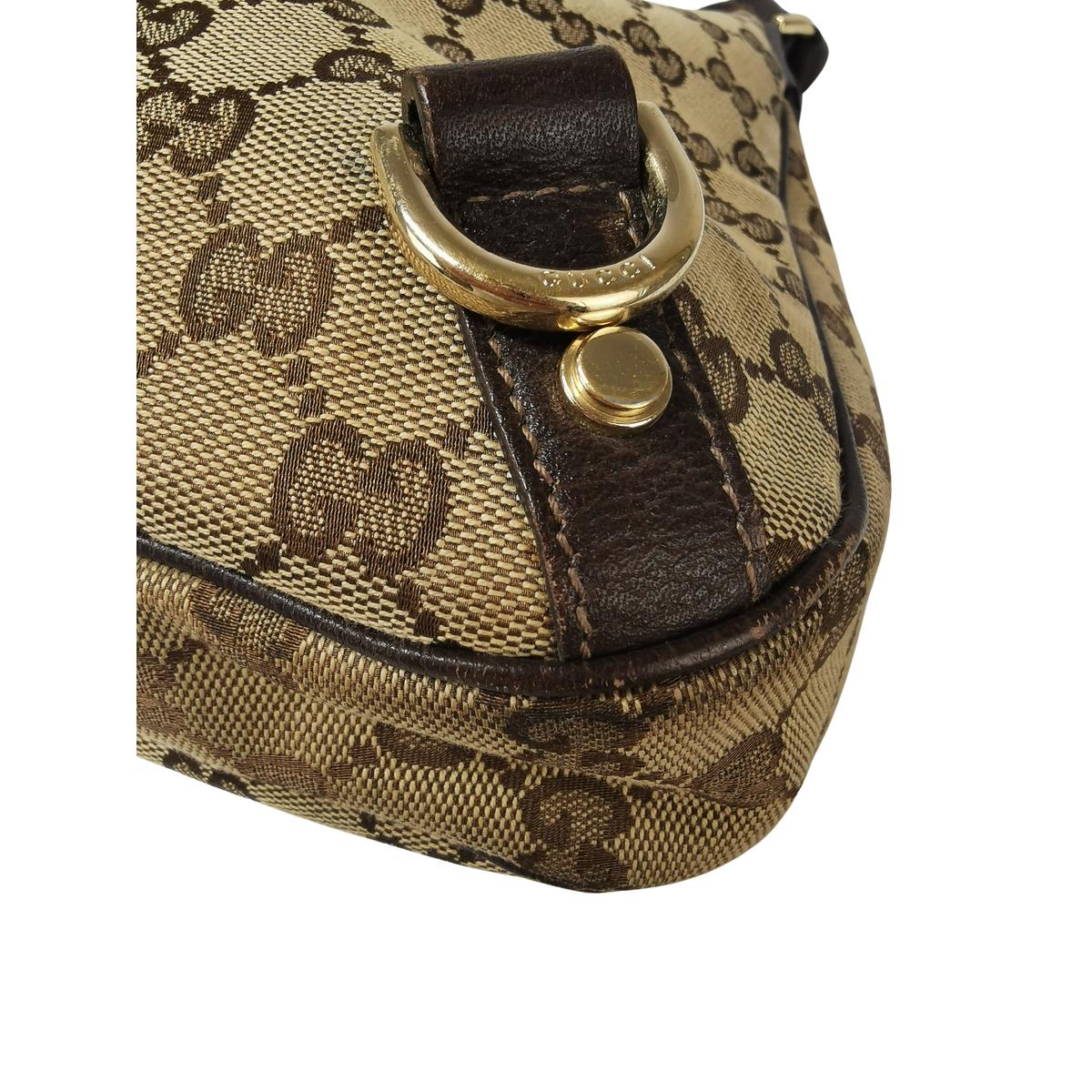 Sac à main GUCCI Abbey toile et cuir Marron