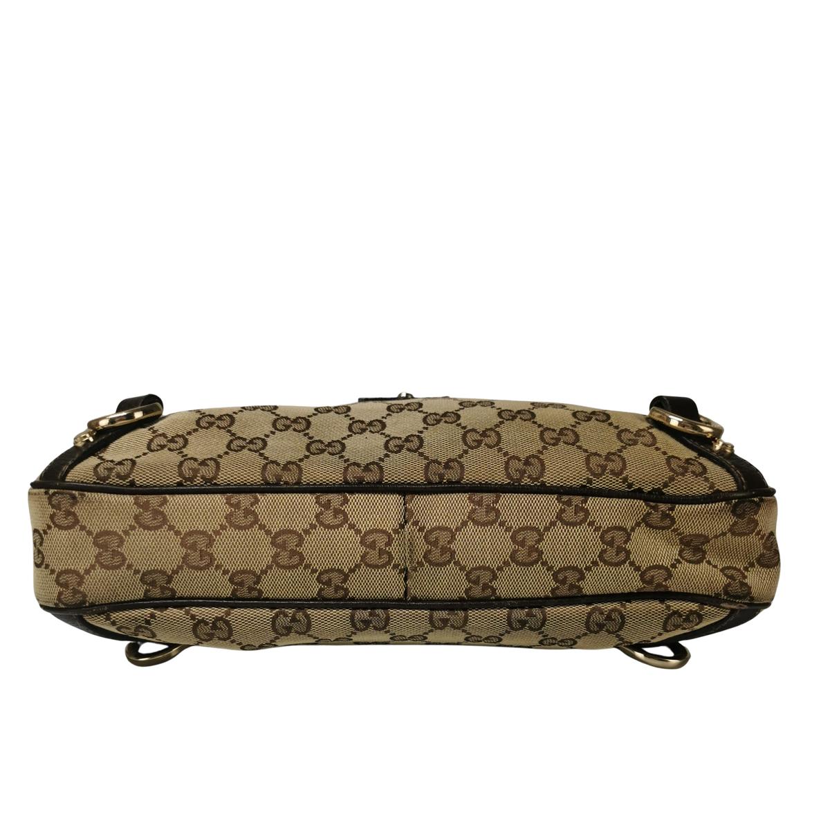 GUCCI Abbey canvas and leather handbag Brown