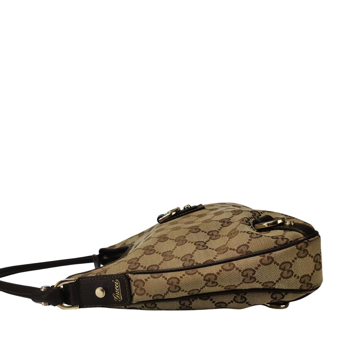 GUCCI Abbey canvas and leather handbag Brown