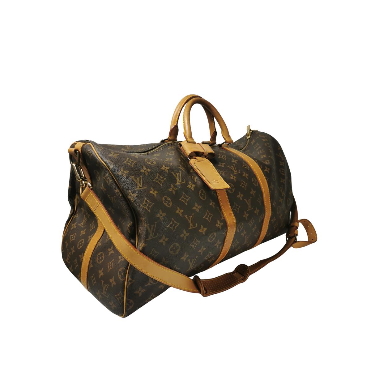LOUIS VUITTON Keepall 55 canvas and leather travel bag Brown S082426
