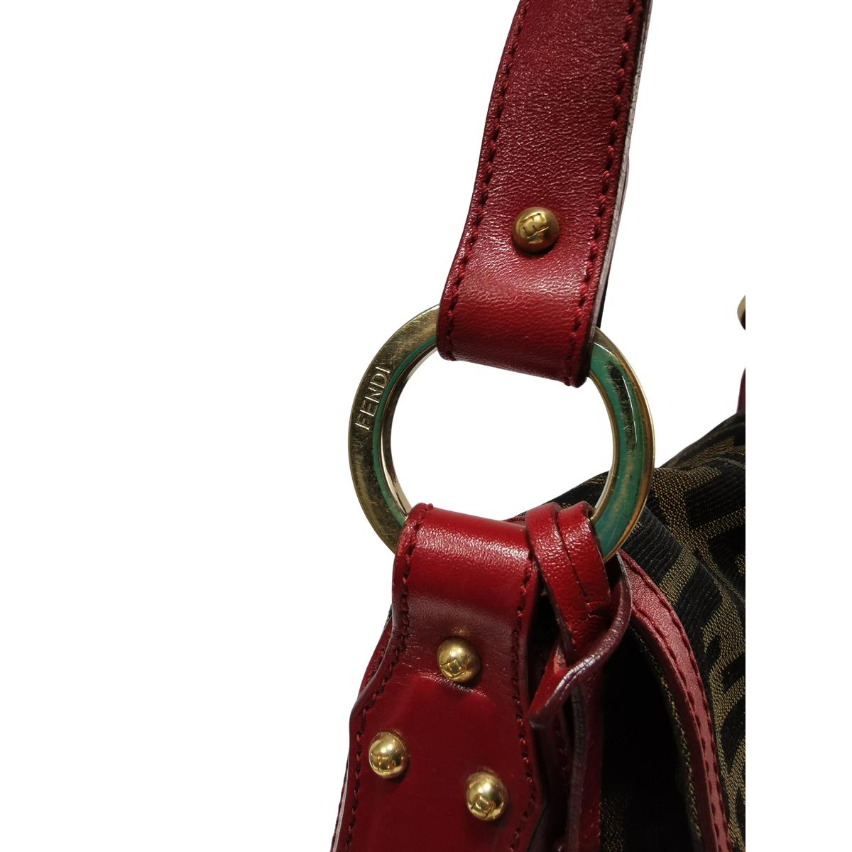 FENDI Chef canvas and leather handbag Brown